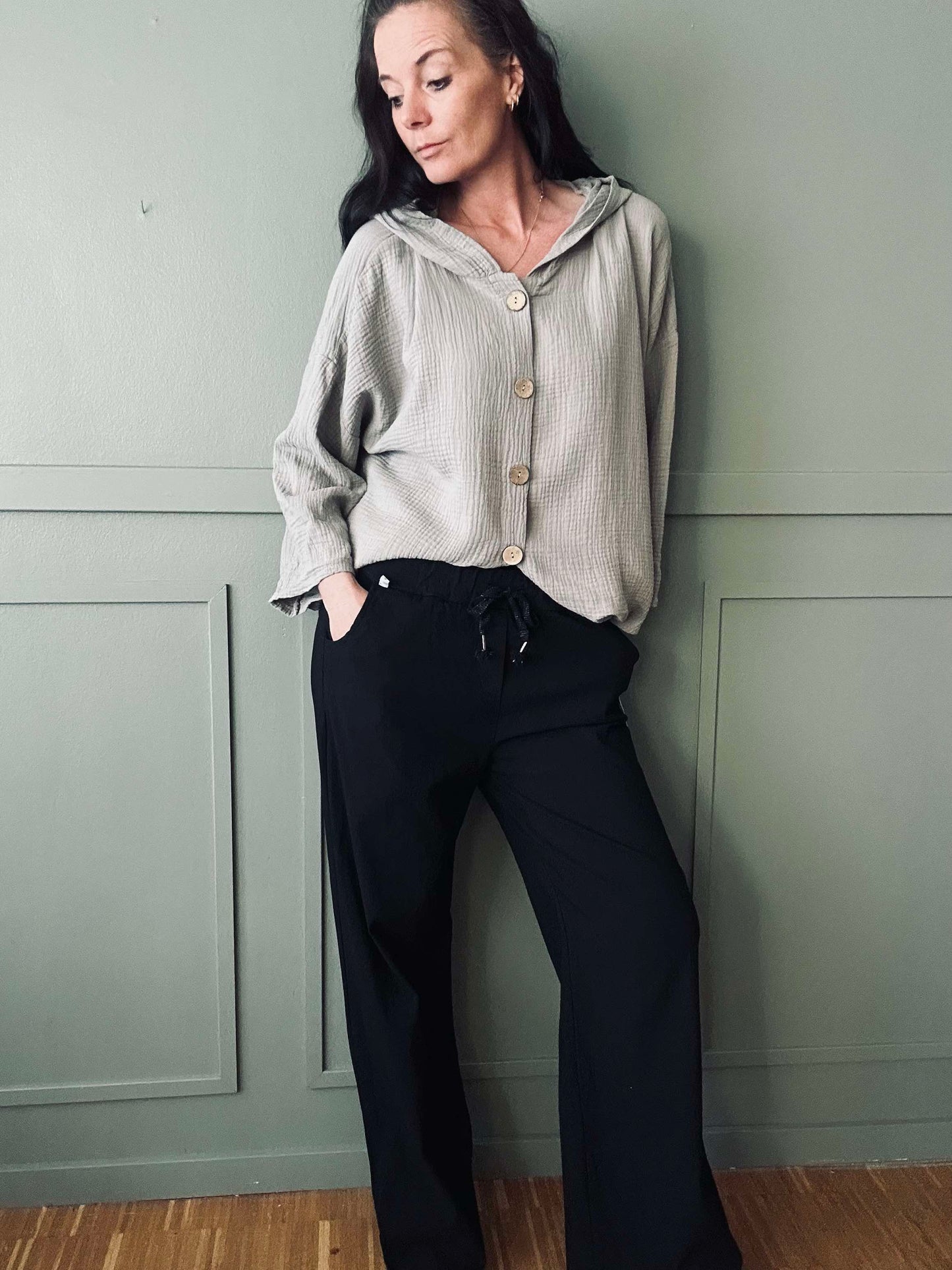 Cardigan i let vaflet bomuld - Beige