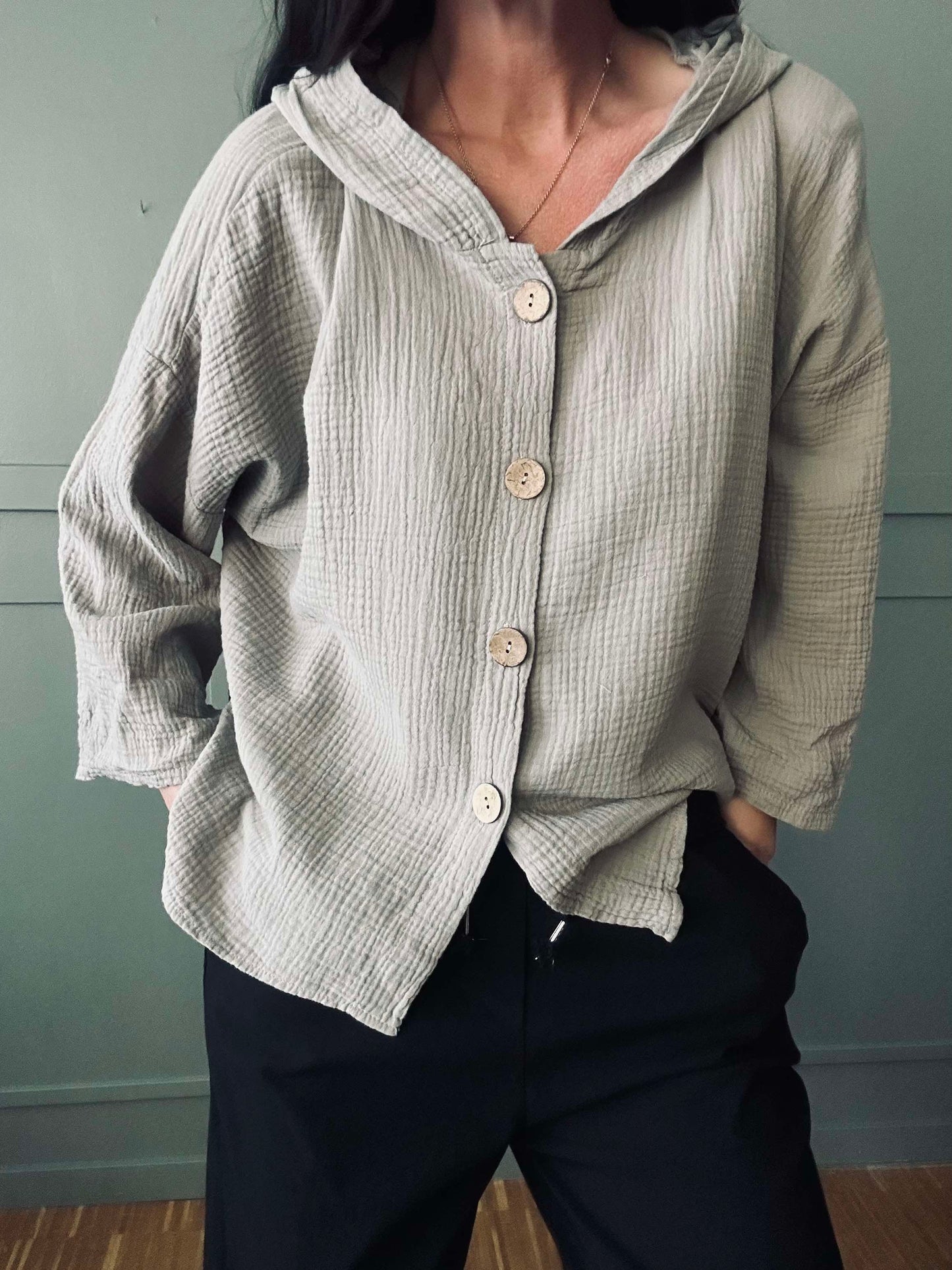 Cardigan i let vaflet bomuld - Beige