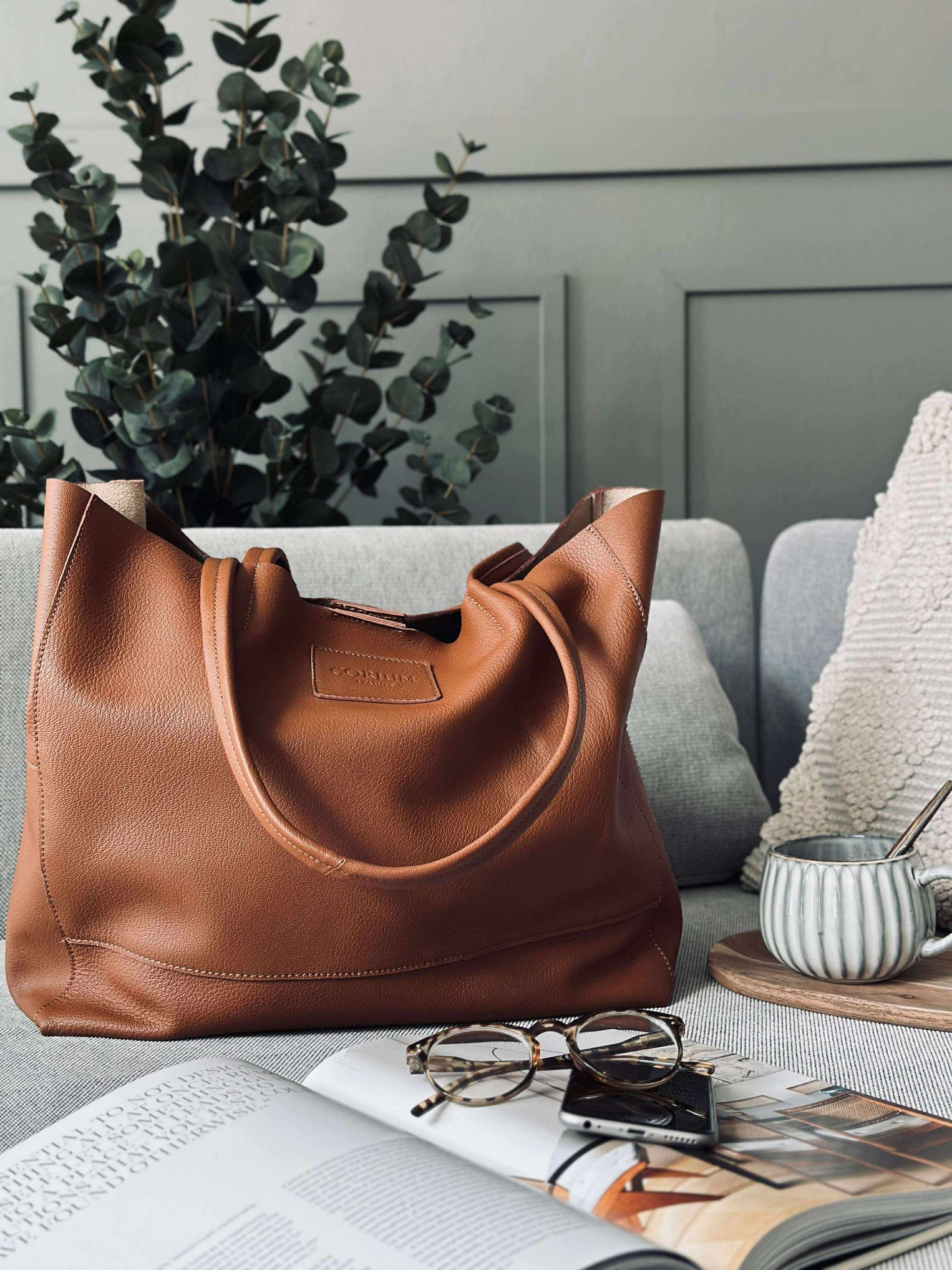 Shopper Daily i blød skind - Cognac