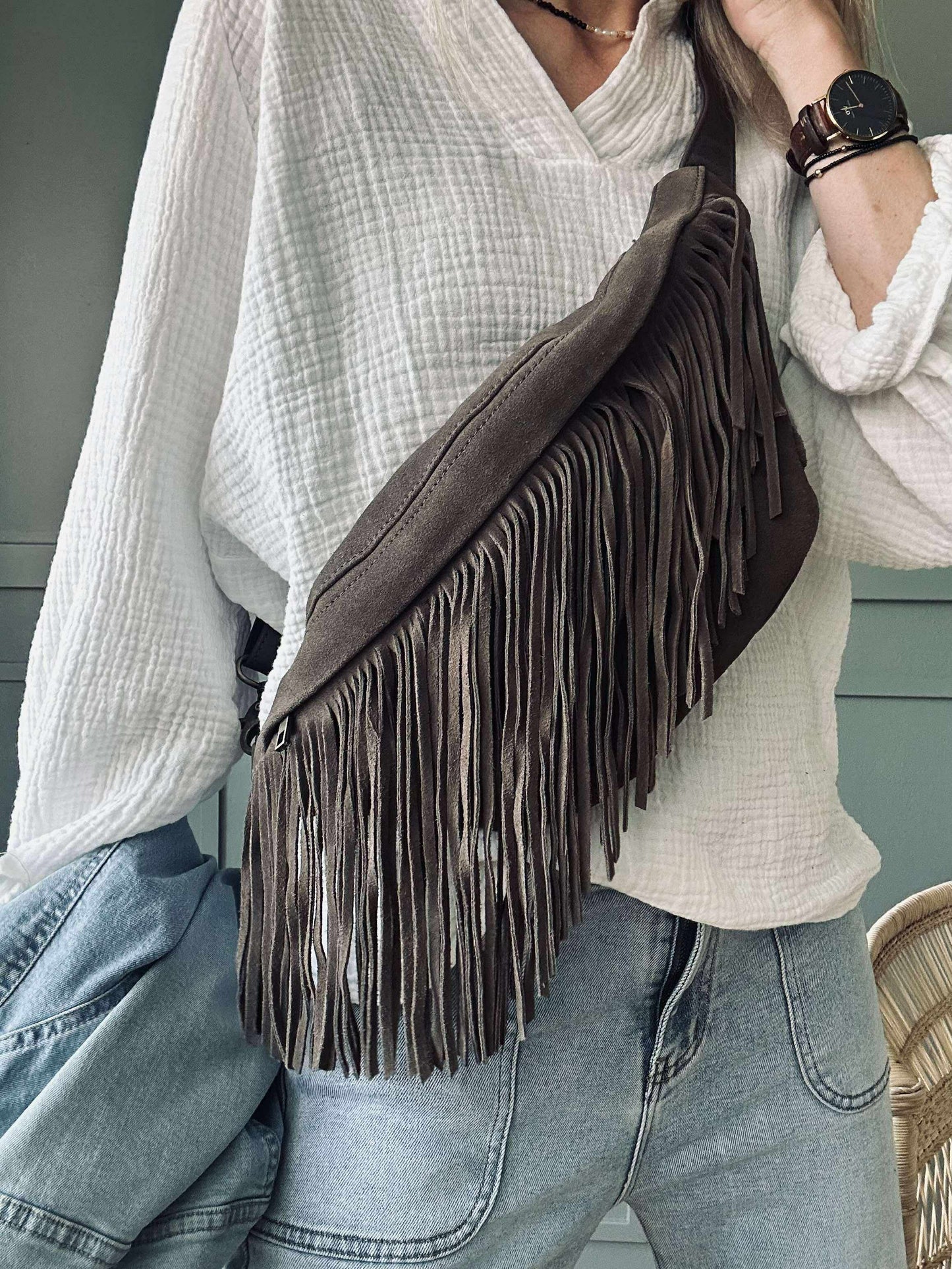 Bumbag med frynser - Deer brown