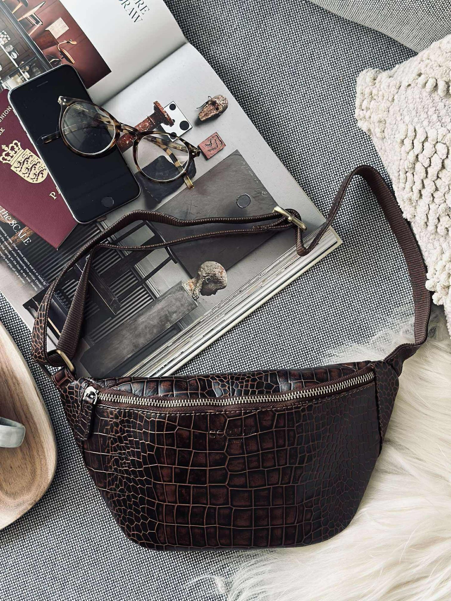 Bumbag brown croco