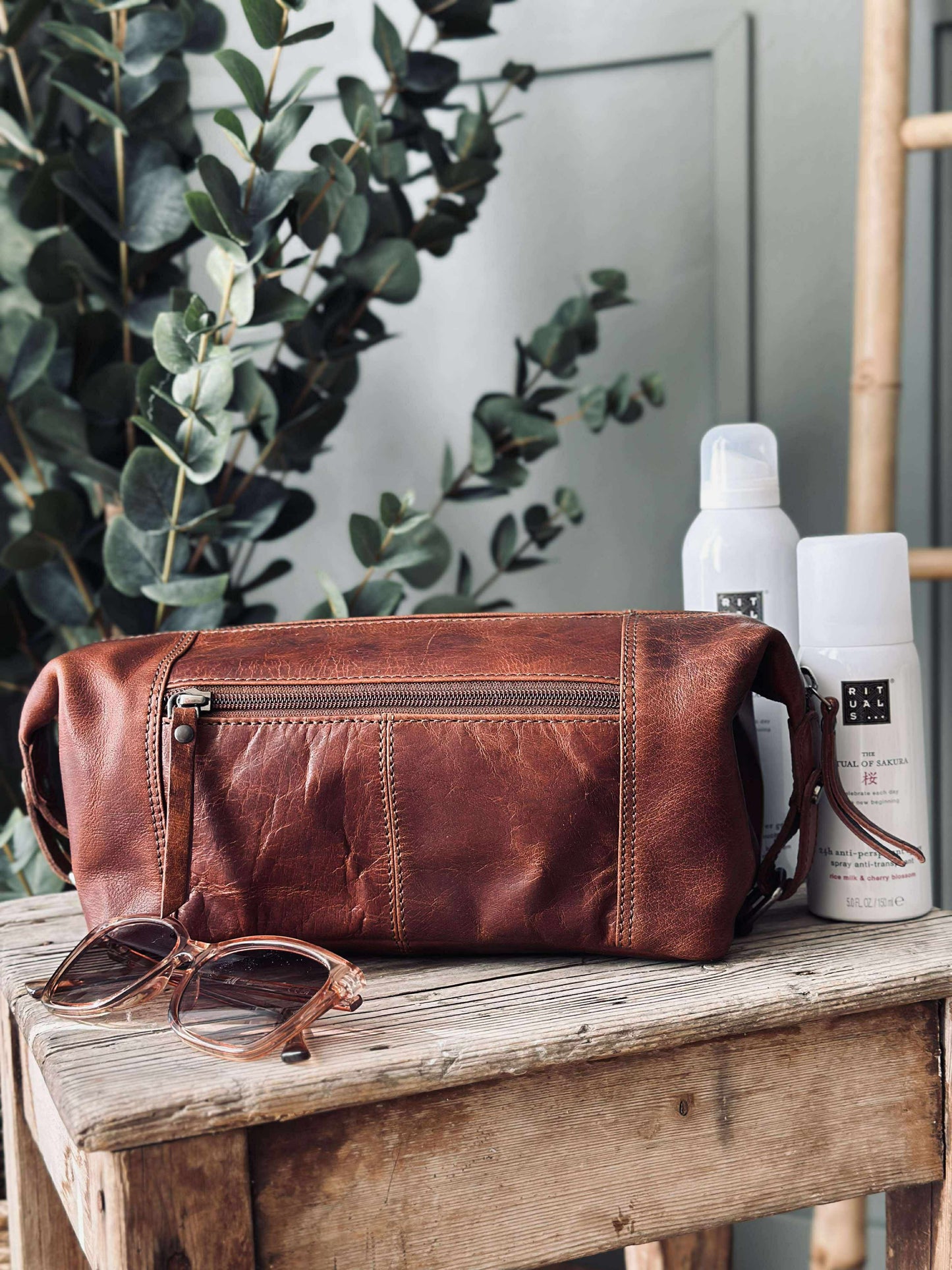 Toilettaske - Raw deluxe, Italien cognac