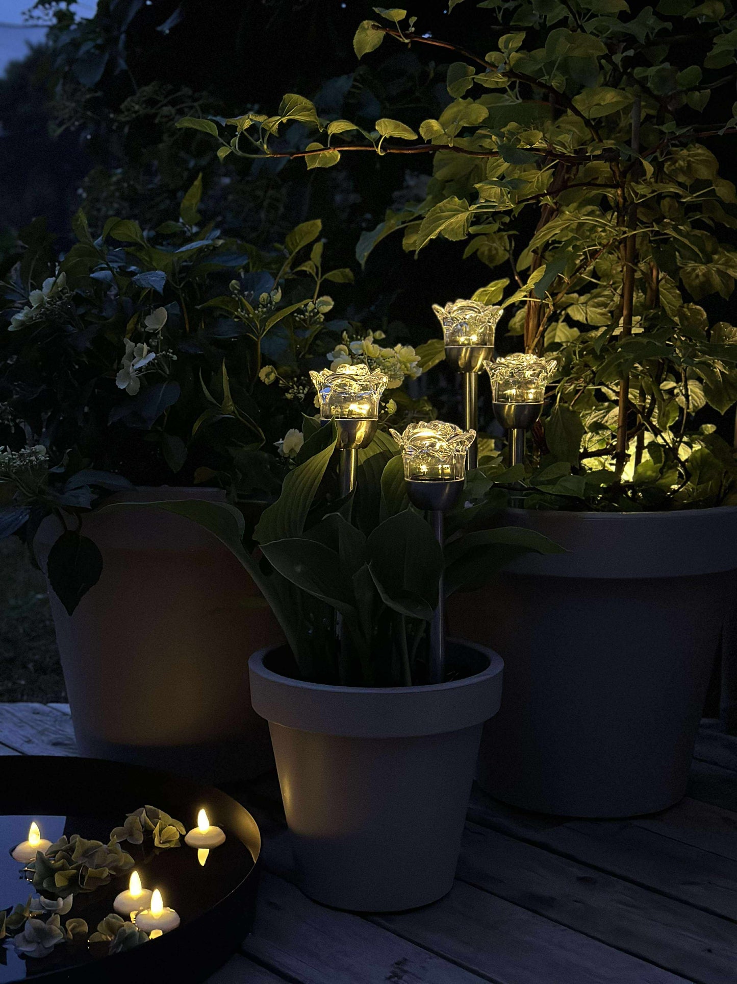 Fakkel med solceller FLOWER – Sæt med 4 stk