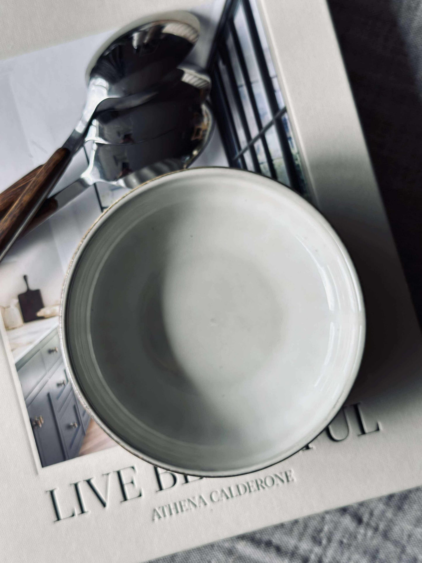 Skål VIGA strib stentøj - Sand flere størrelser