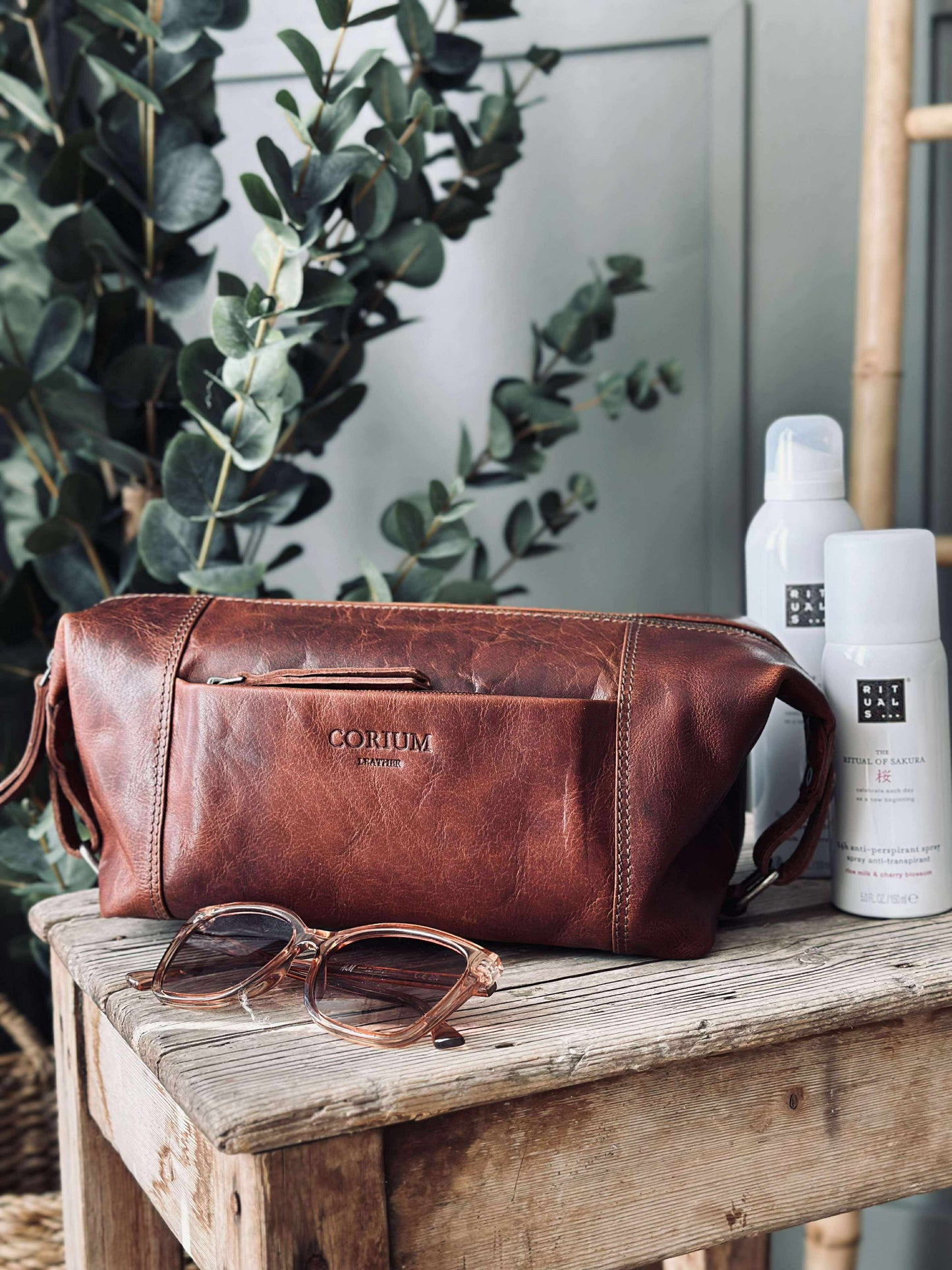 Toilettaske - Raw deluxe, Italien cognac