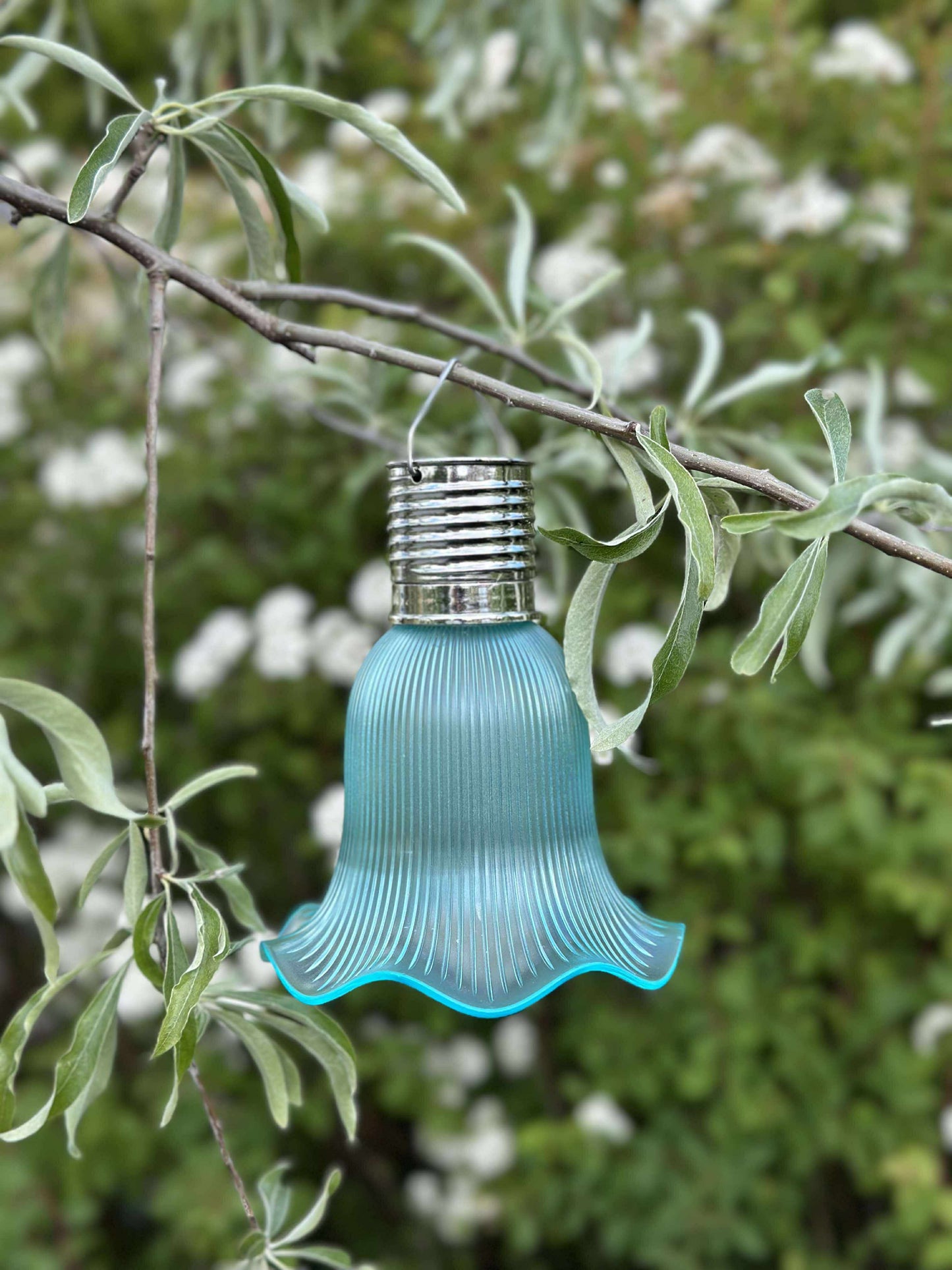 Pendel flower m. Solceller - Aqua