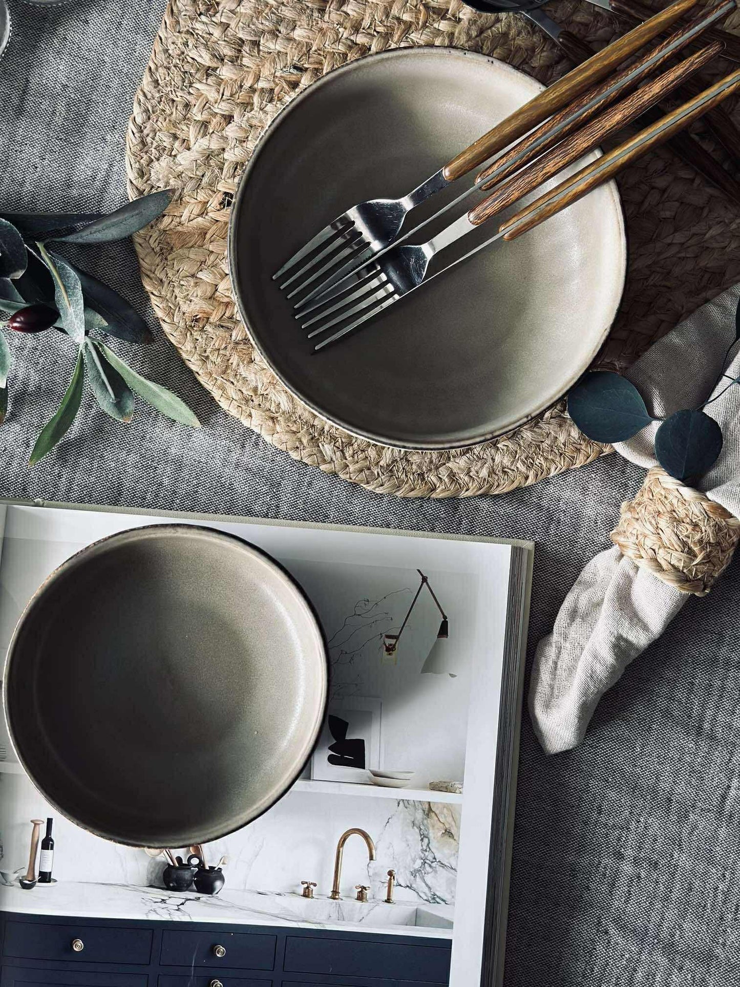 Skål VIGA strib stentøj - Mat brun 12cm