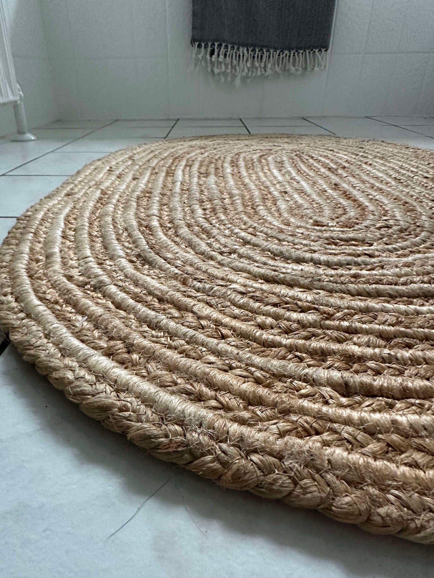 Jutetæppe i flet - Oval