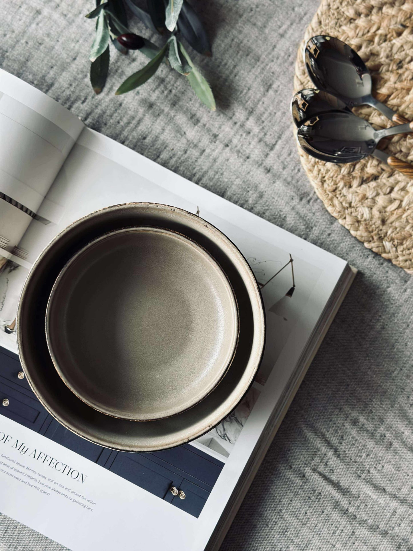 Skål VIGA strib stentøj - Mat brun 12cm