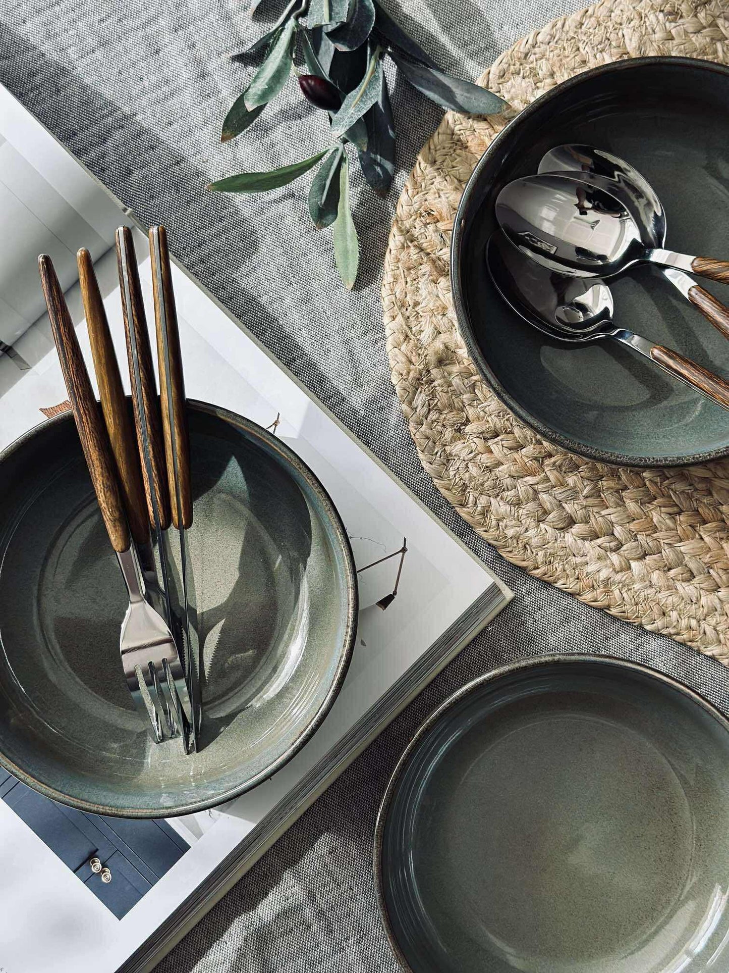 Skål VIGA strib stentøj - Grå / brun 16cm