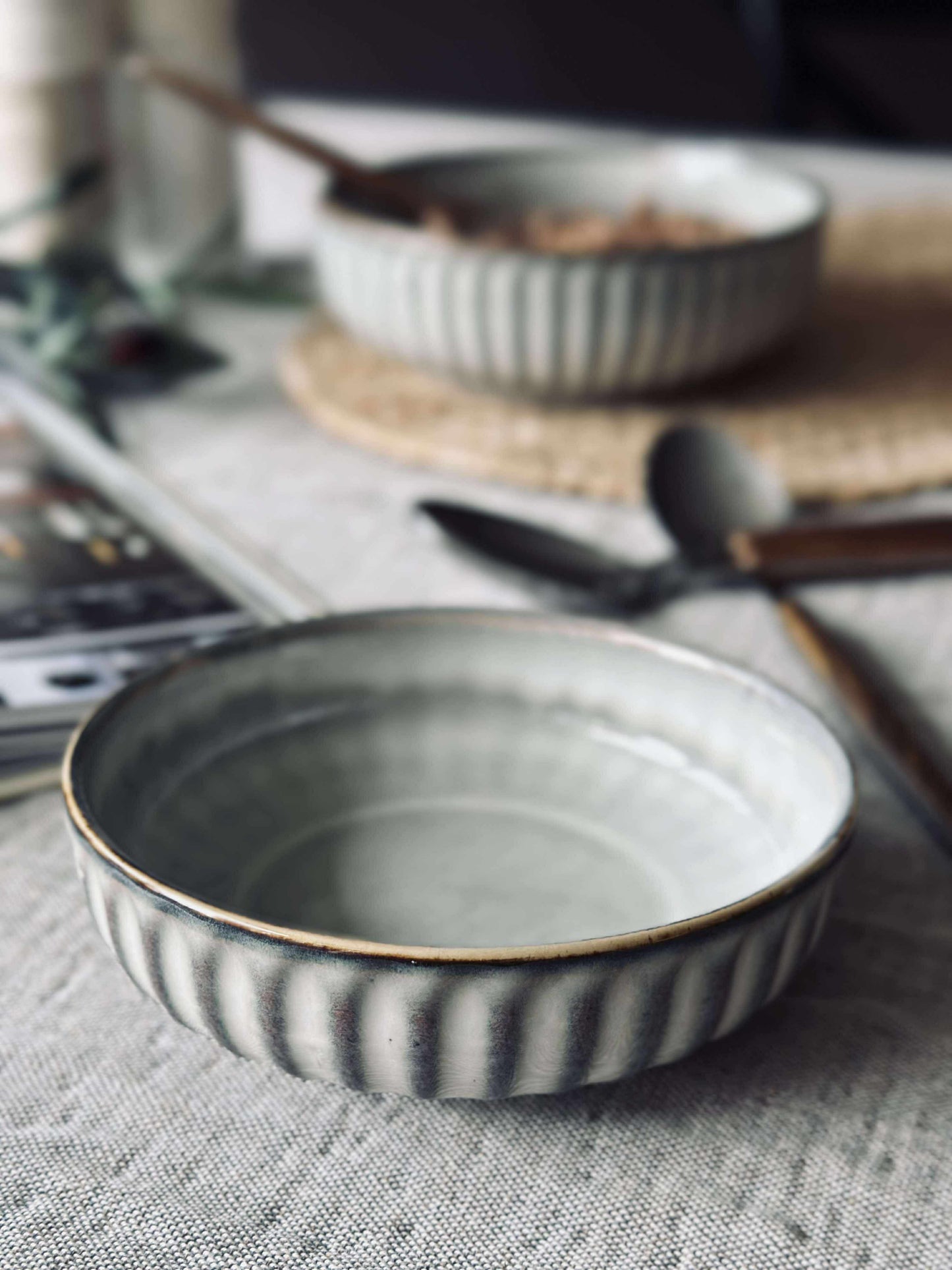 Skål VIGA strib stentøj - Grå