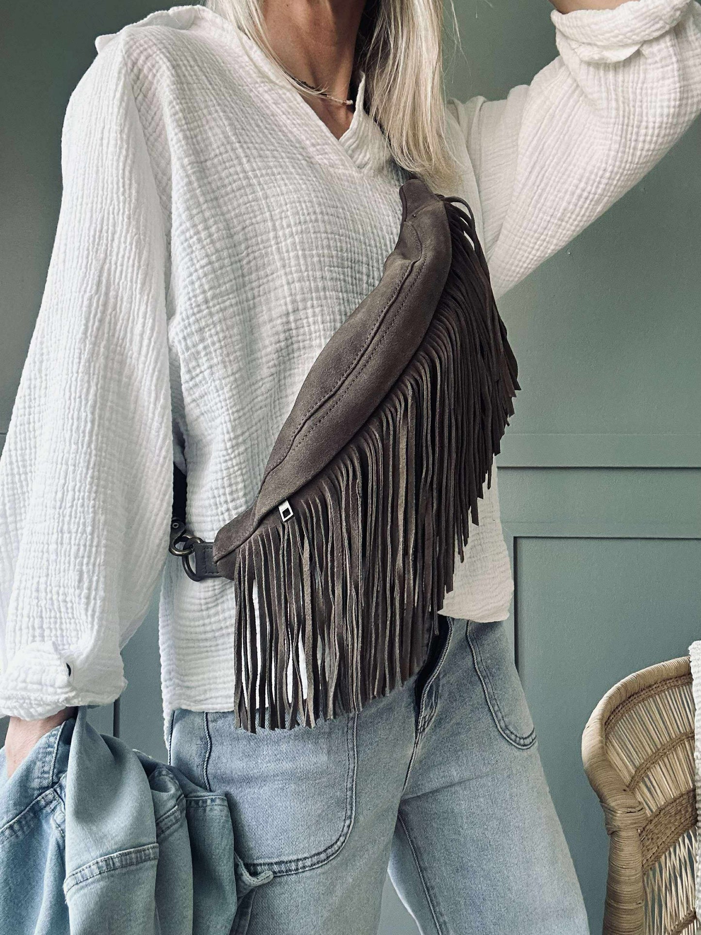 Bumbag med frynser - Deer brown