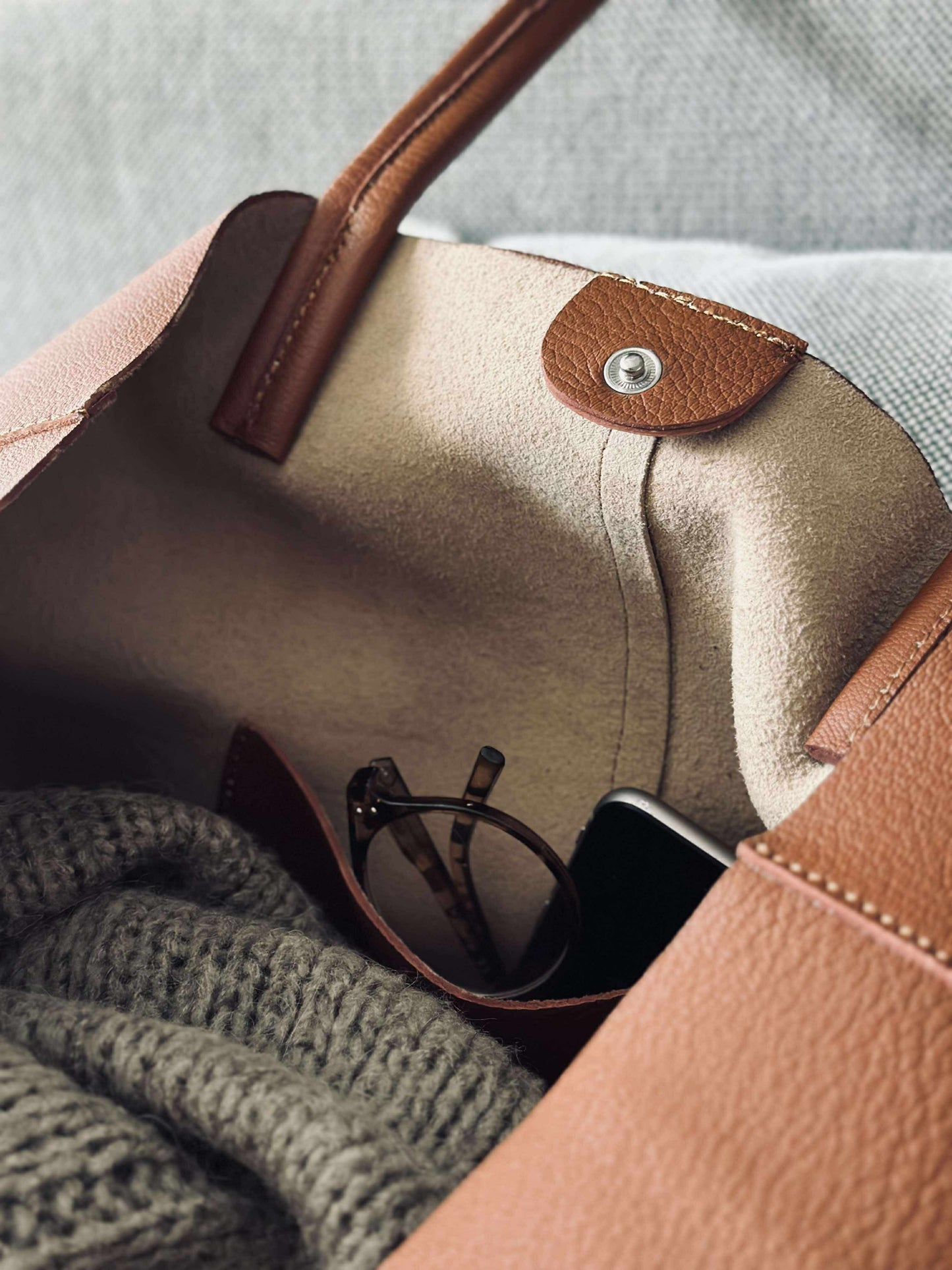 Shopper Daily i blød skind - Cognac