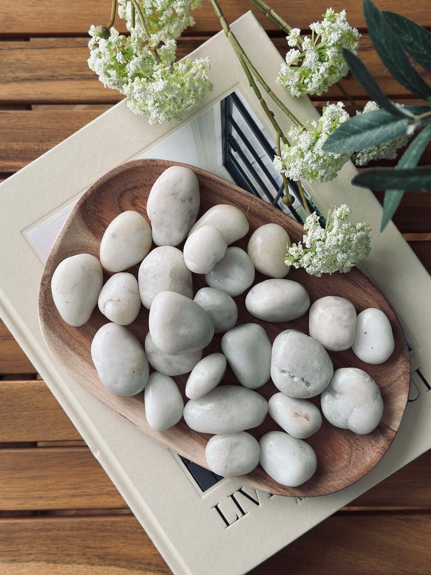 Sten til dekoration - 850 gram MIX white