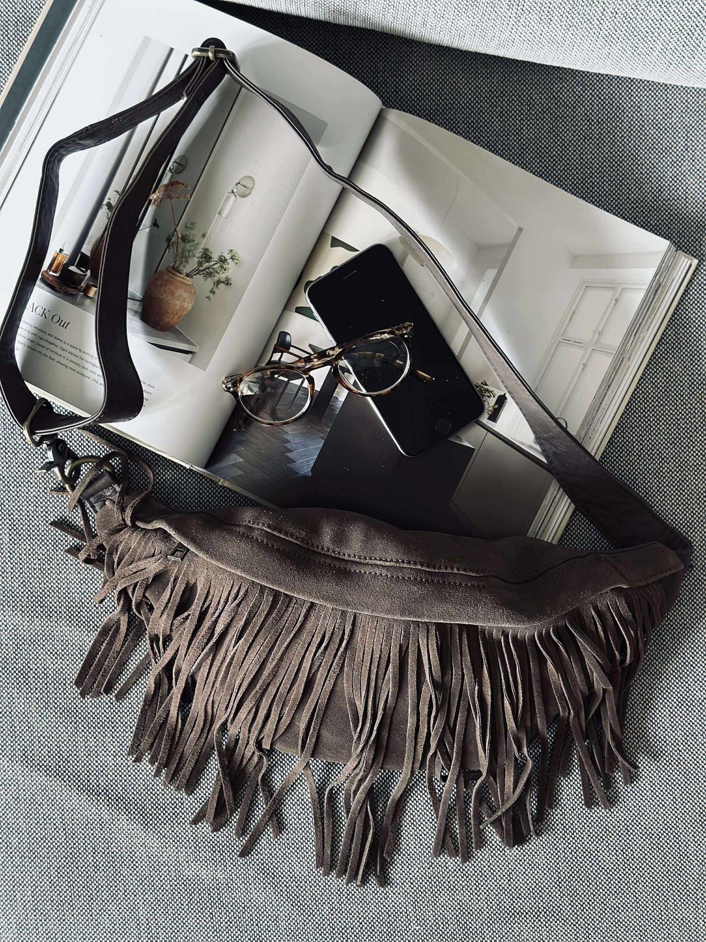 Bumbag med frynser - Deer brown