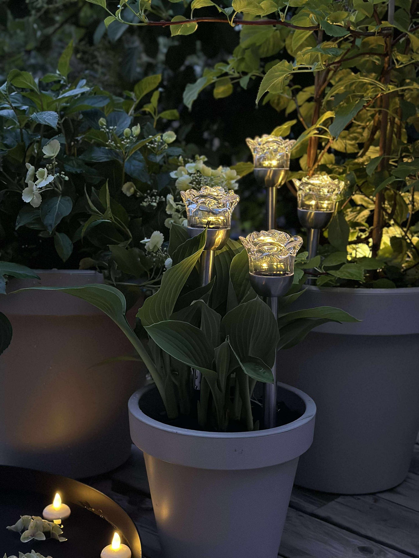 Fakkel med solceller FLOWER – Sæt med 4 stk