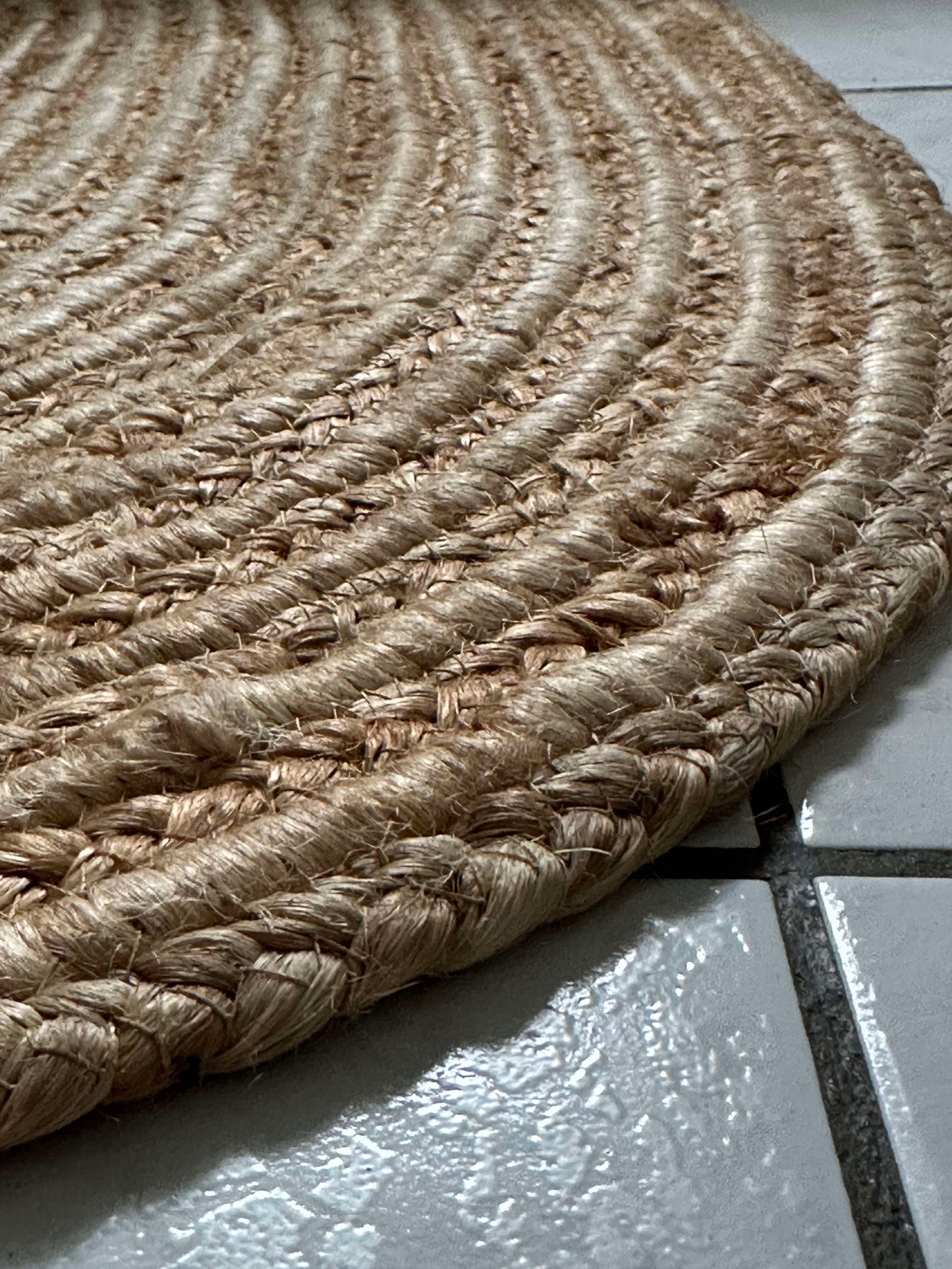 Jutetæppe i flet - Oval