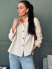 Cardigan i let vaflet bomuld - Creme