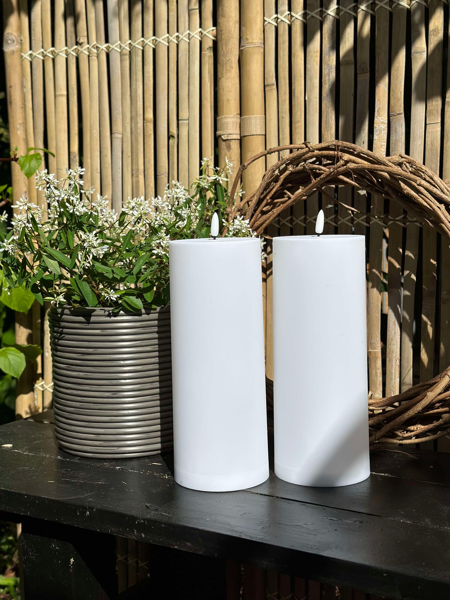 Udendørs XL LED Bloklys H 25cm - Sæt med 2 stk ink fjernbetjening