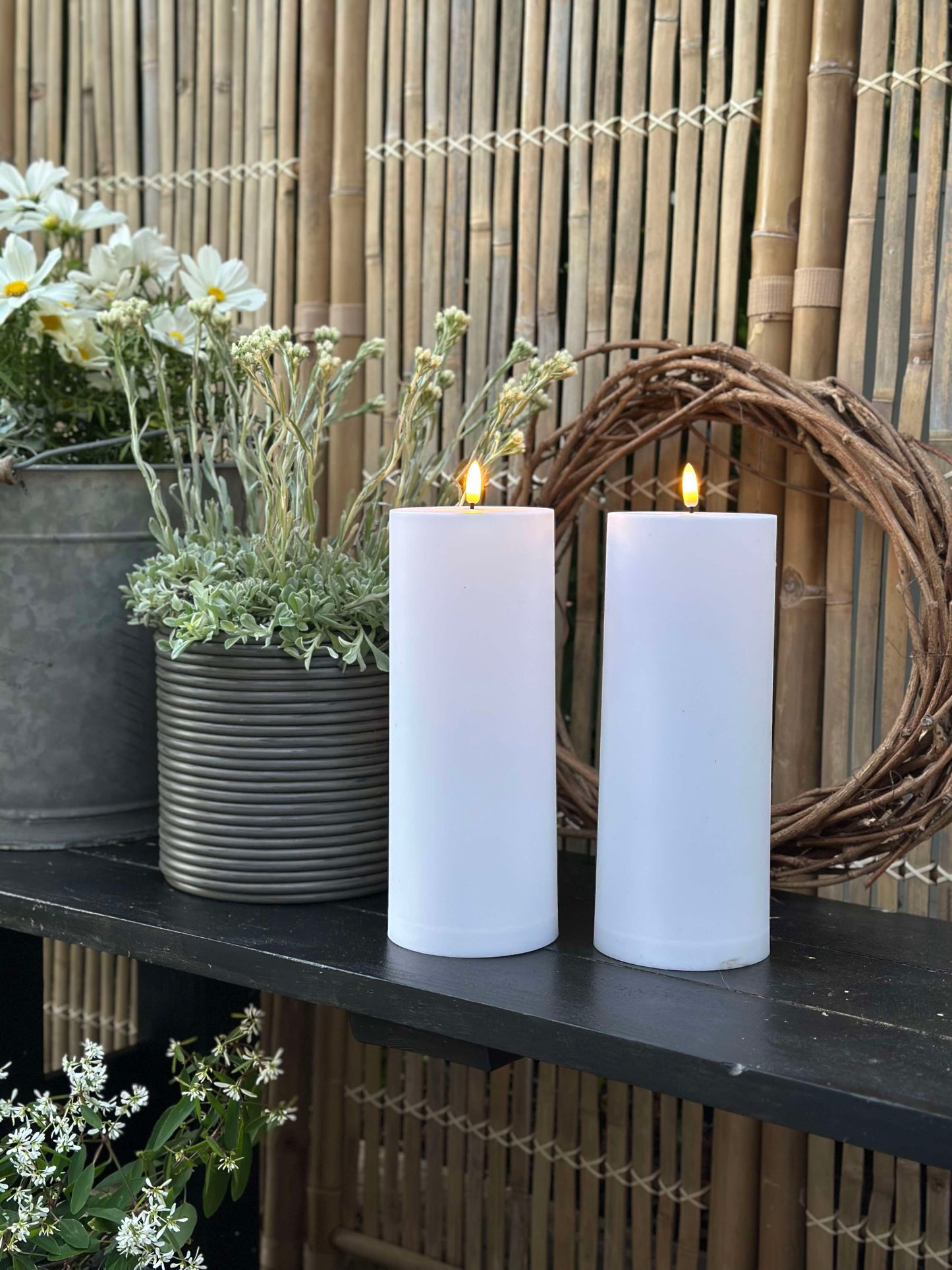 Udendørs XL LED Bloklys H 25cm - Sæt med 2 stk ink fjernbetjening