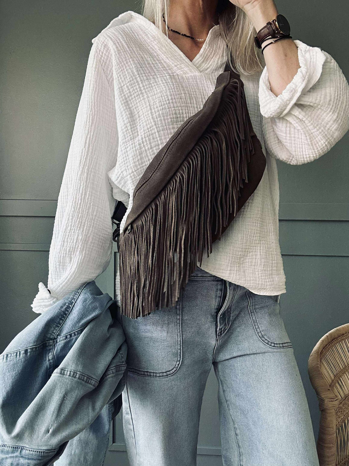 Bumbag med frynser - Deer brown