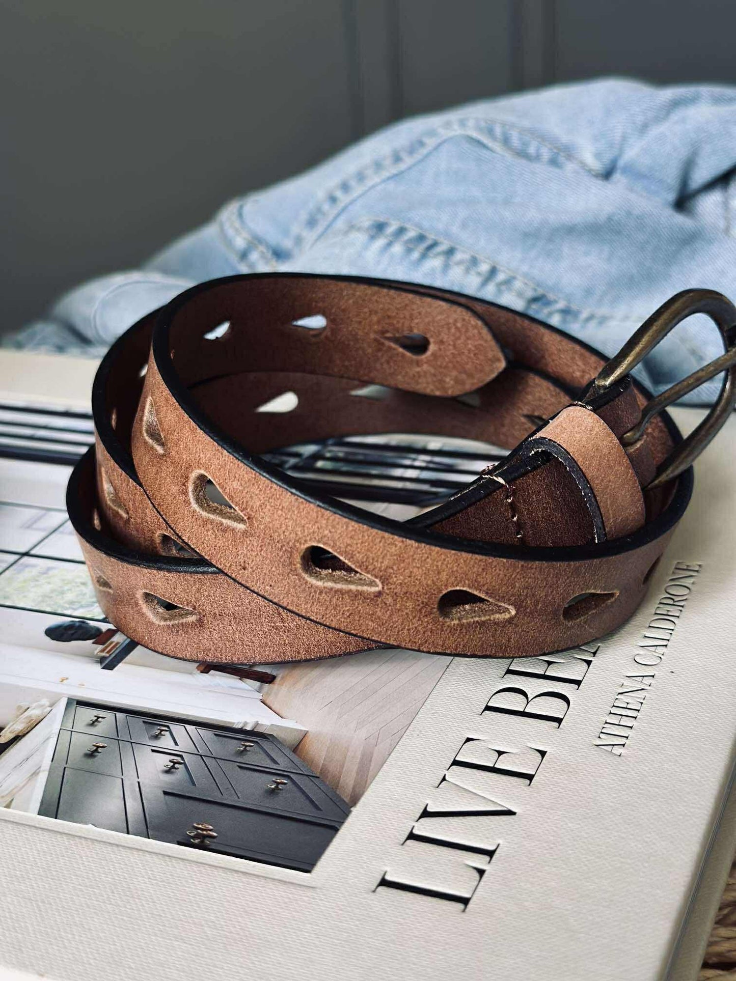Jeans bælte - Cognac
