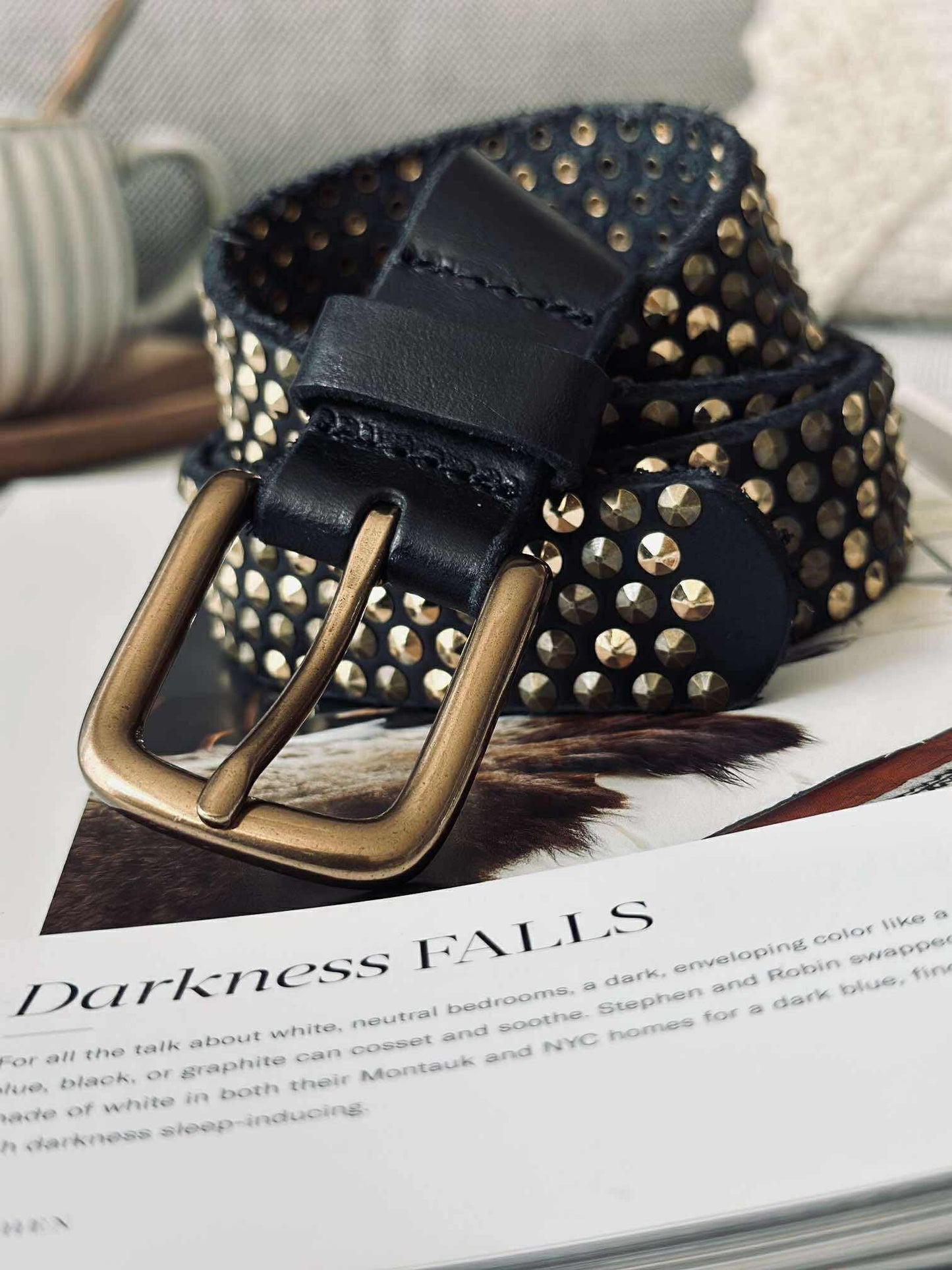 Jeans bælte med nitter - Black / gold