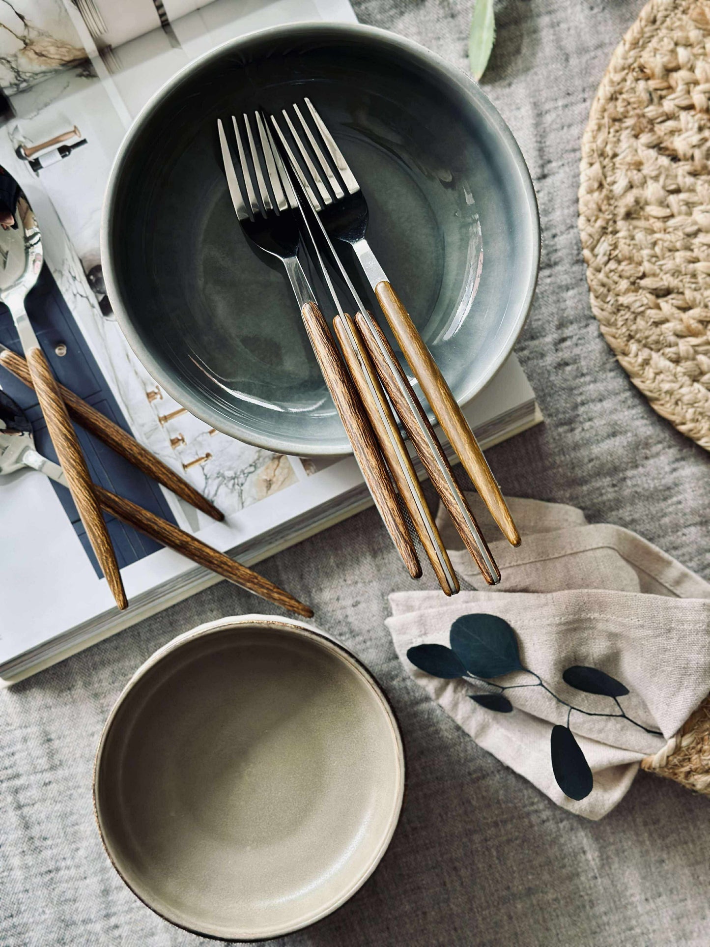 Skål VIGA strib stentøj - Mat brun 12cm