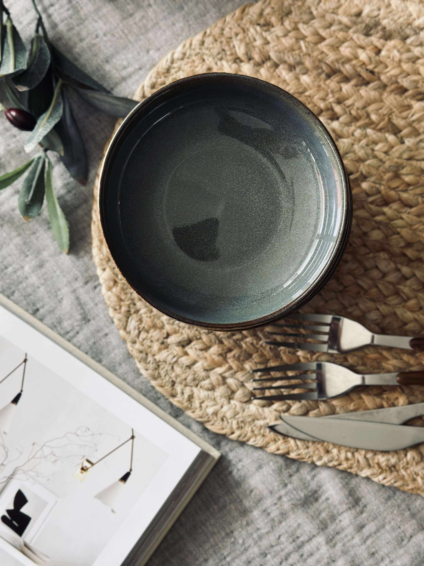 Skål VIGA strib stentøj - Grå / brun