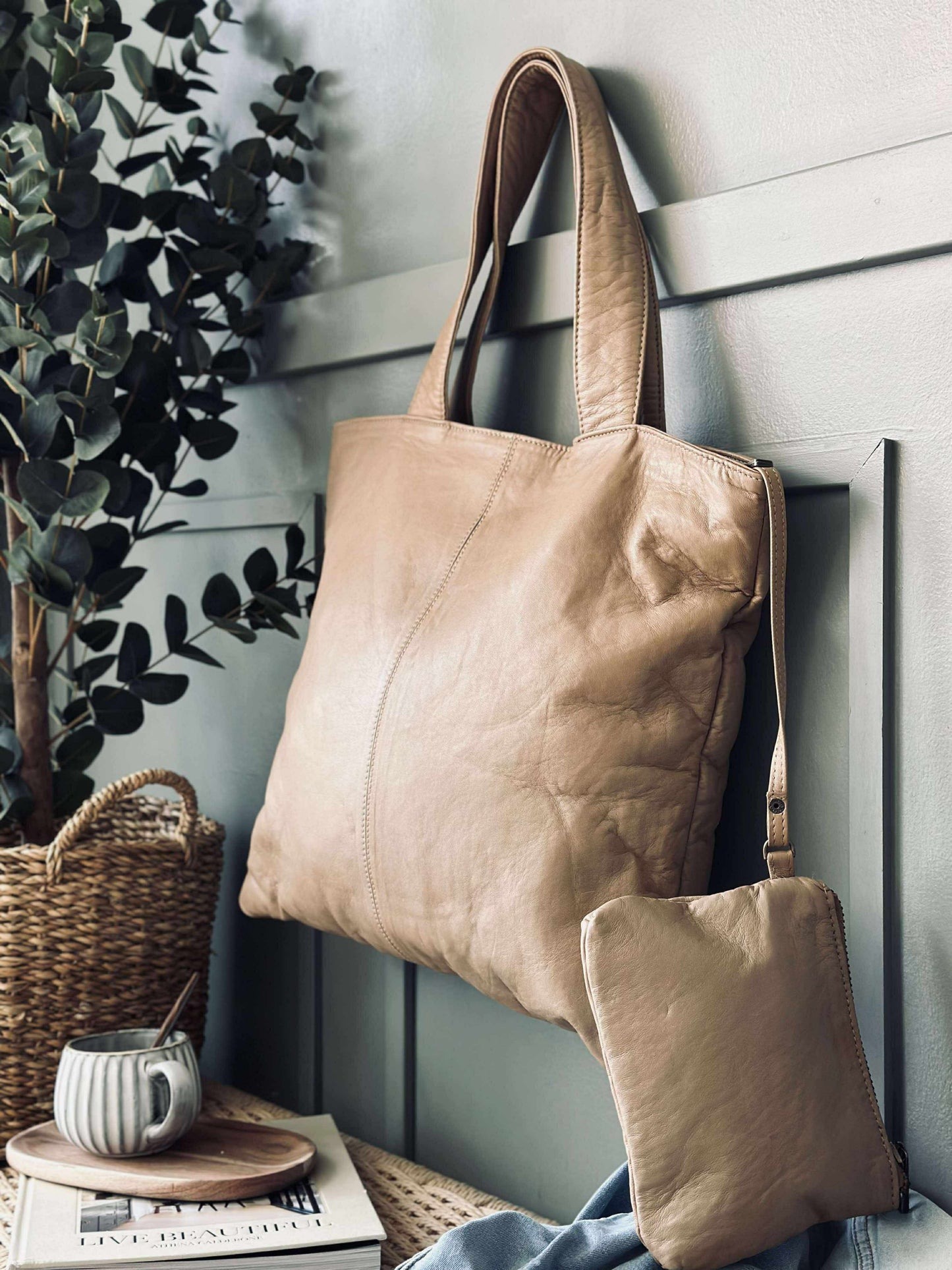 Shopper ink clutch MILLE – Latte
