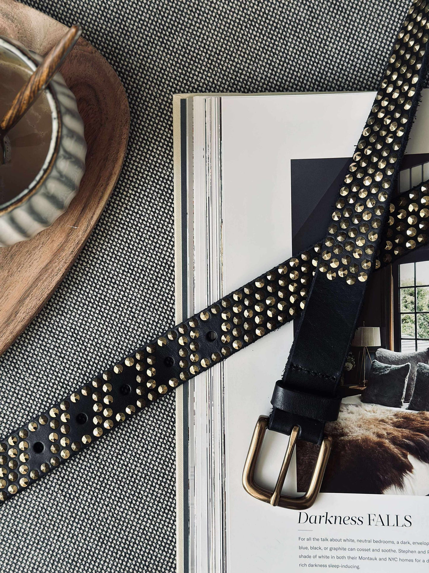Jeans bælte med nitter - Black / gold