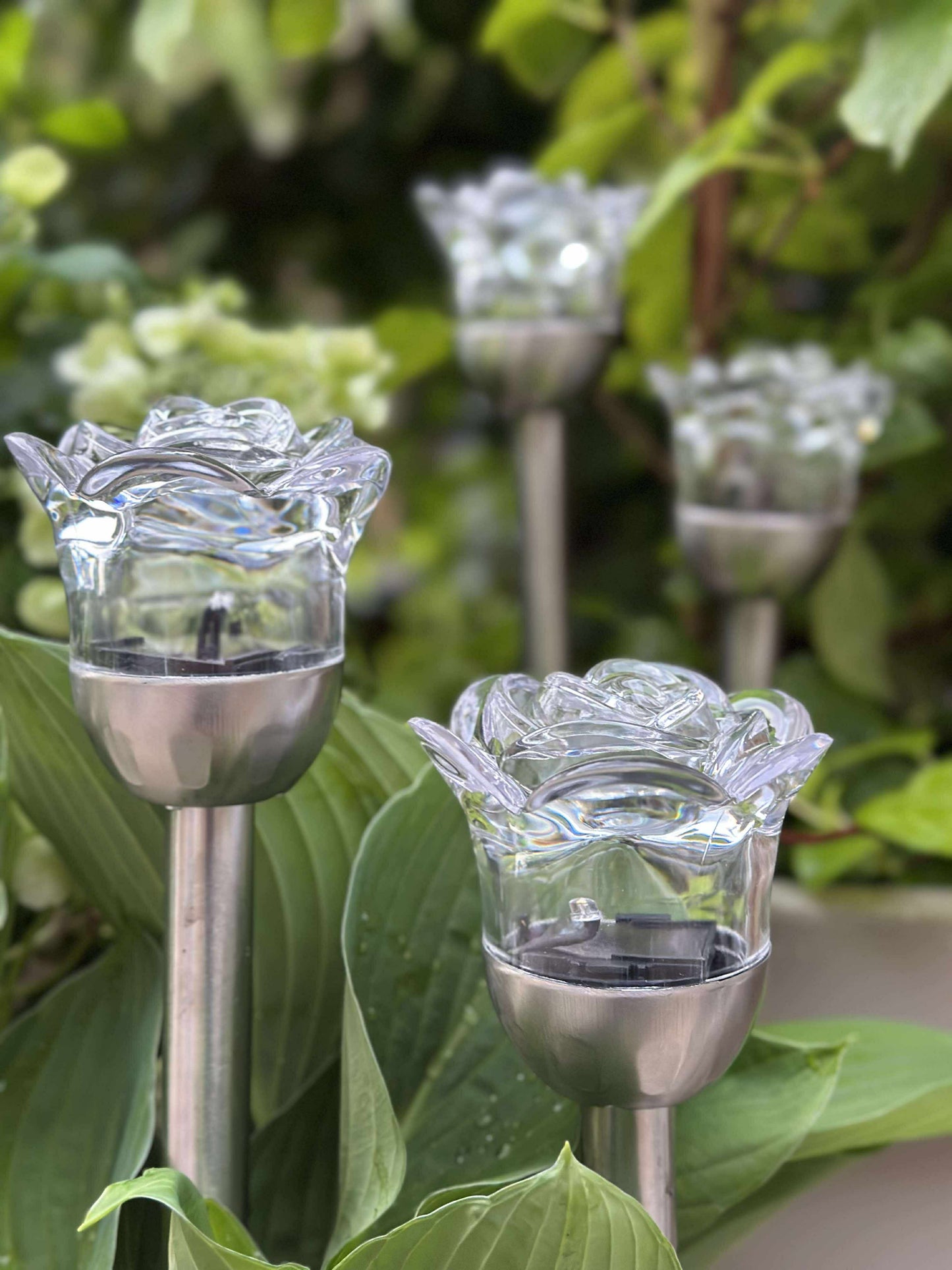Fakkel med solceller FLOWER – Sæt med 4 stk