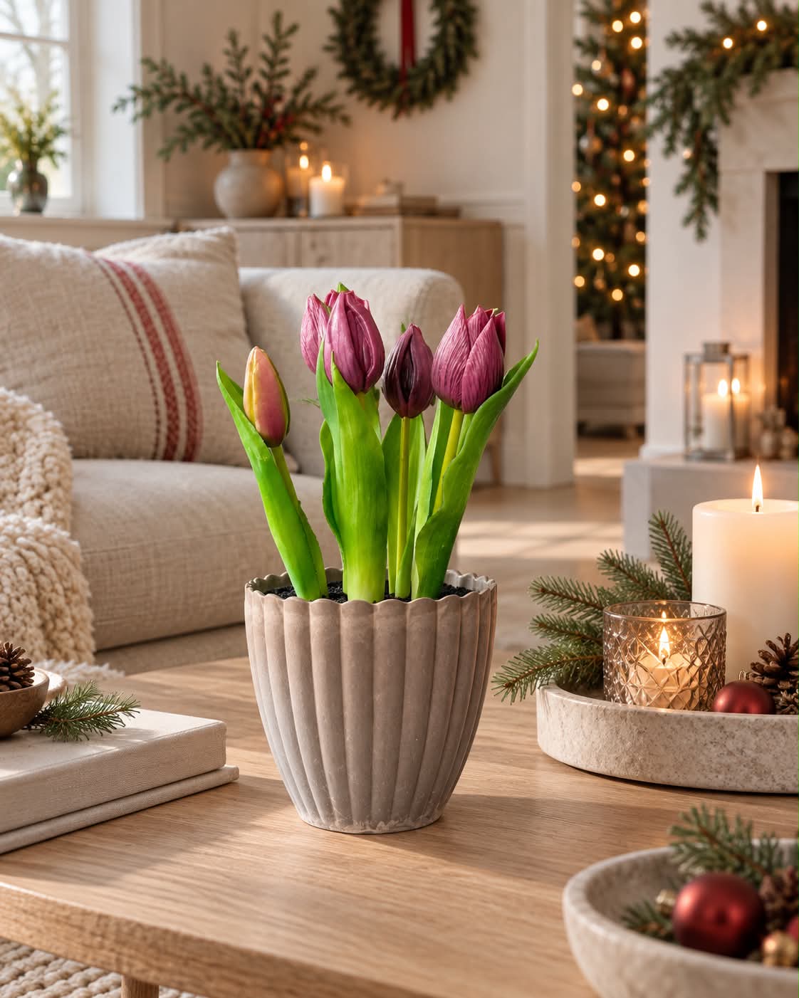 Tulipan i potte - Lilla med 5 blomster