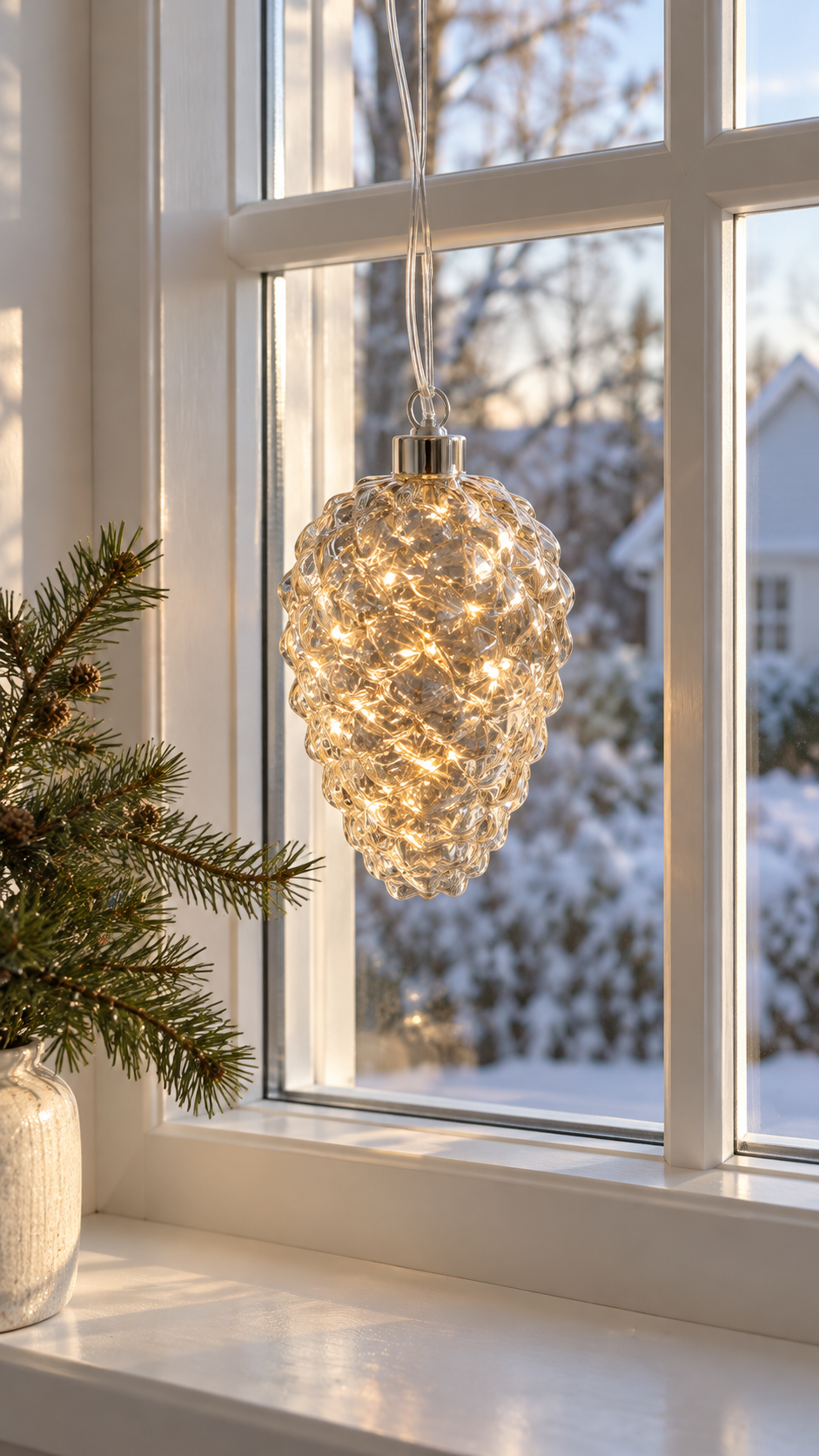 Kogle med lys – glas LED pynt