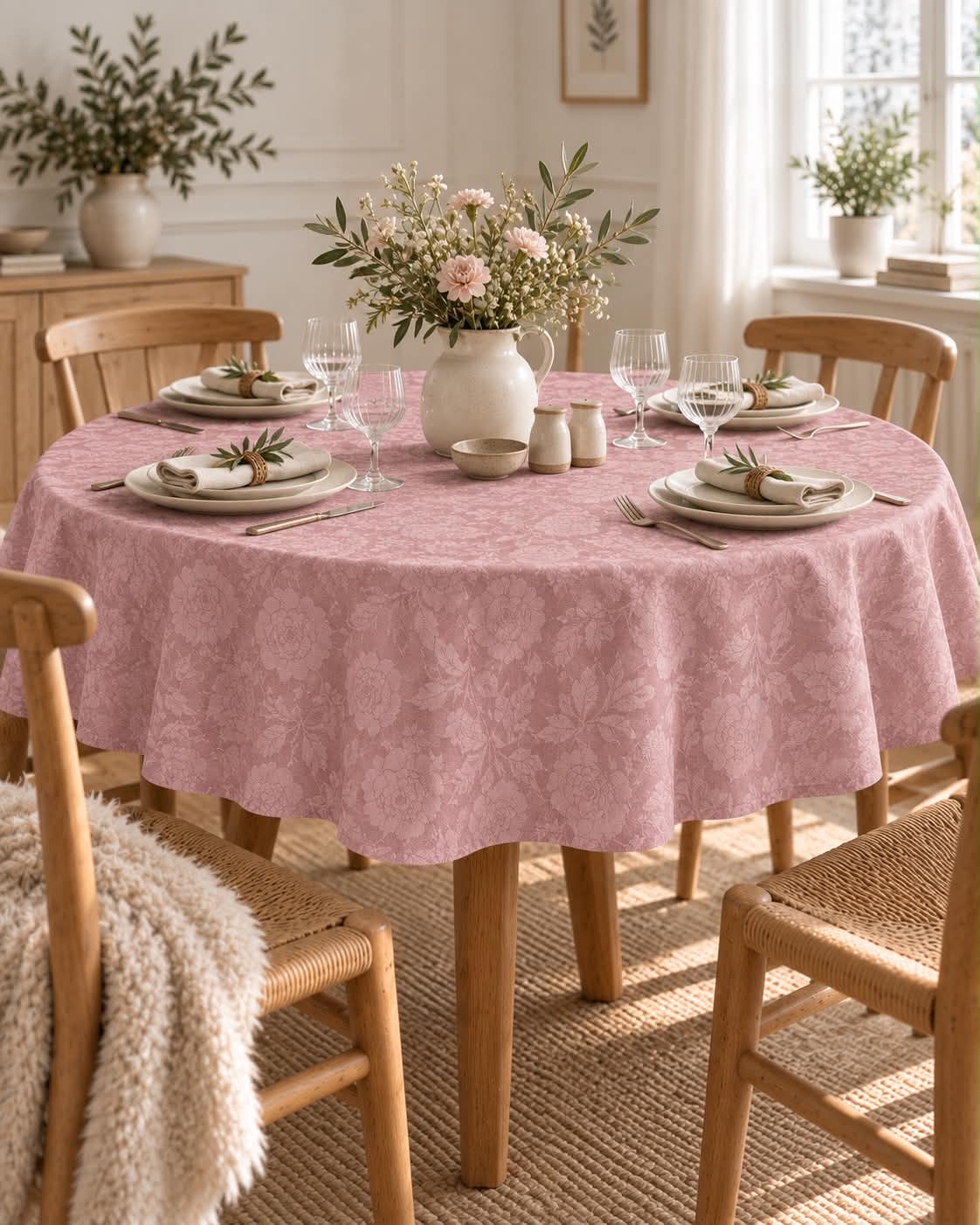 Dug JACQUARD dia 140cm - Rosa