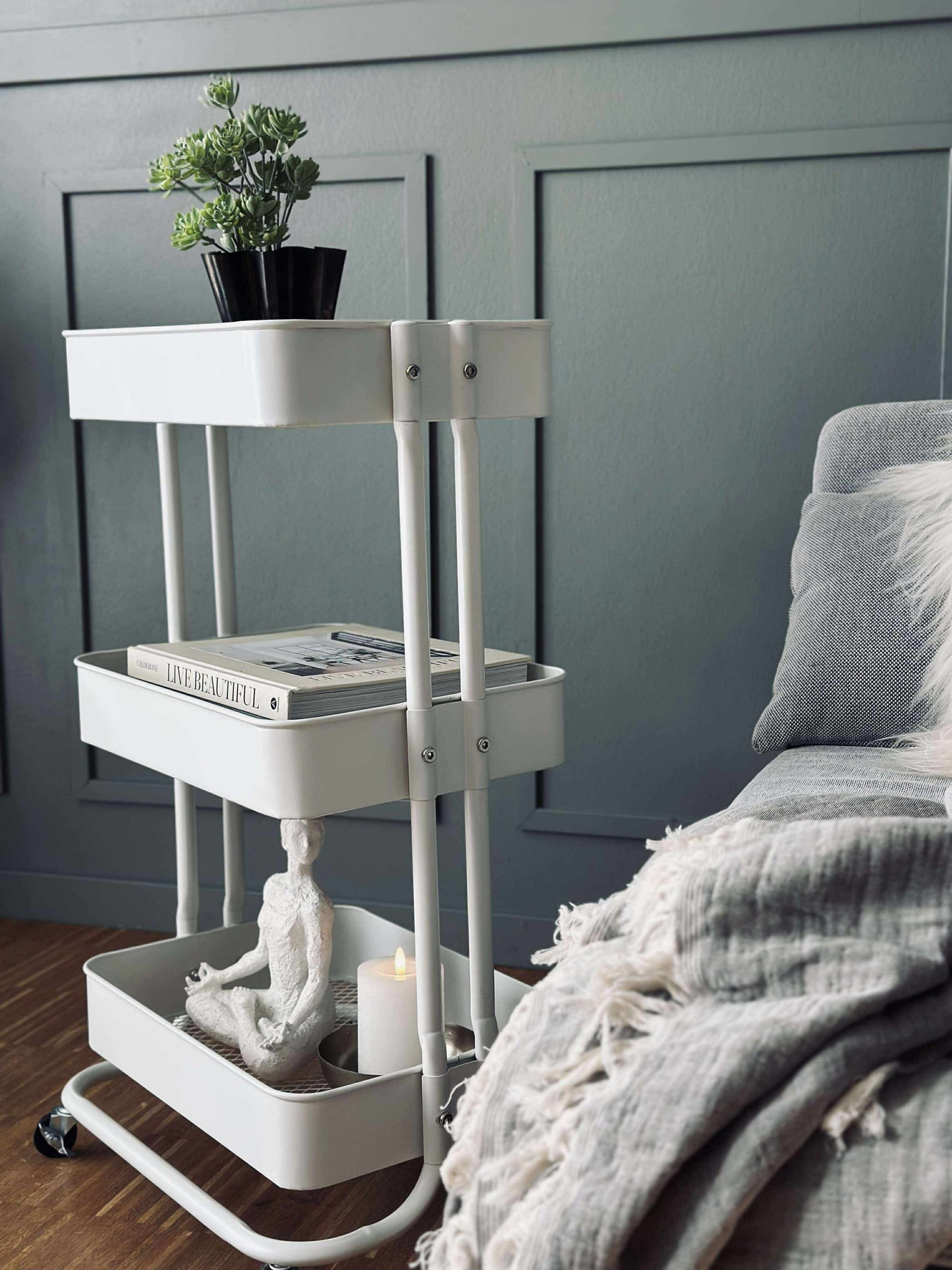 Rullevogn m. hjul - White