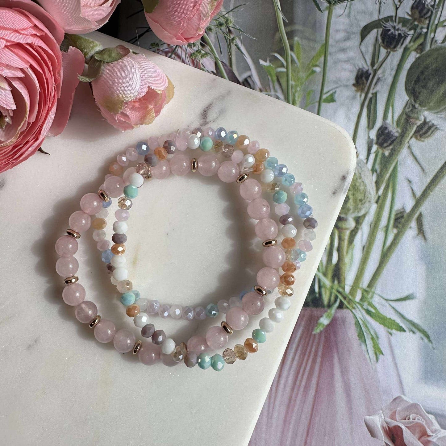 Armbånd Luna Soft pink – Sæt med 3 stk