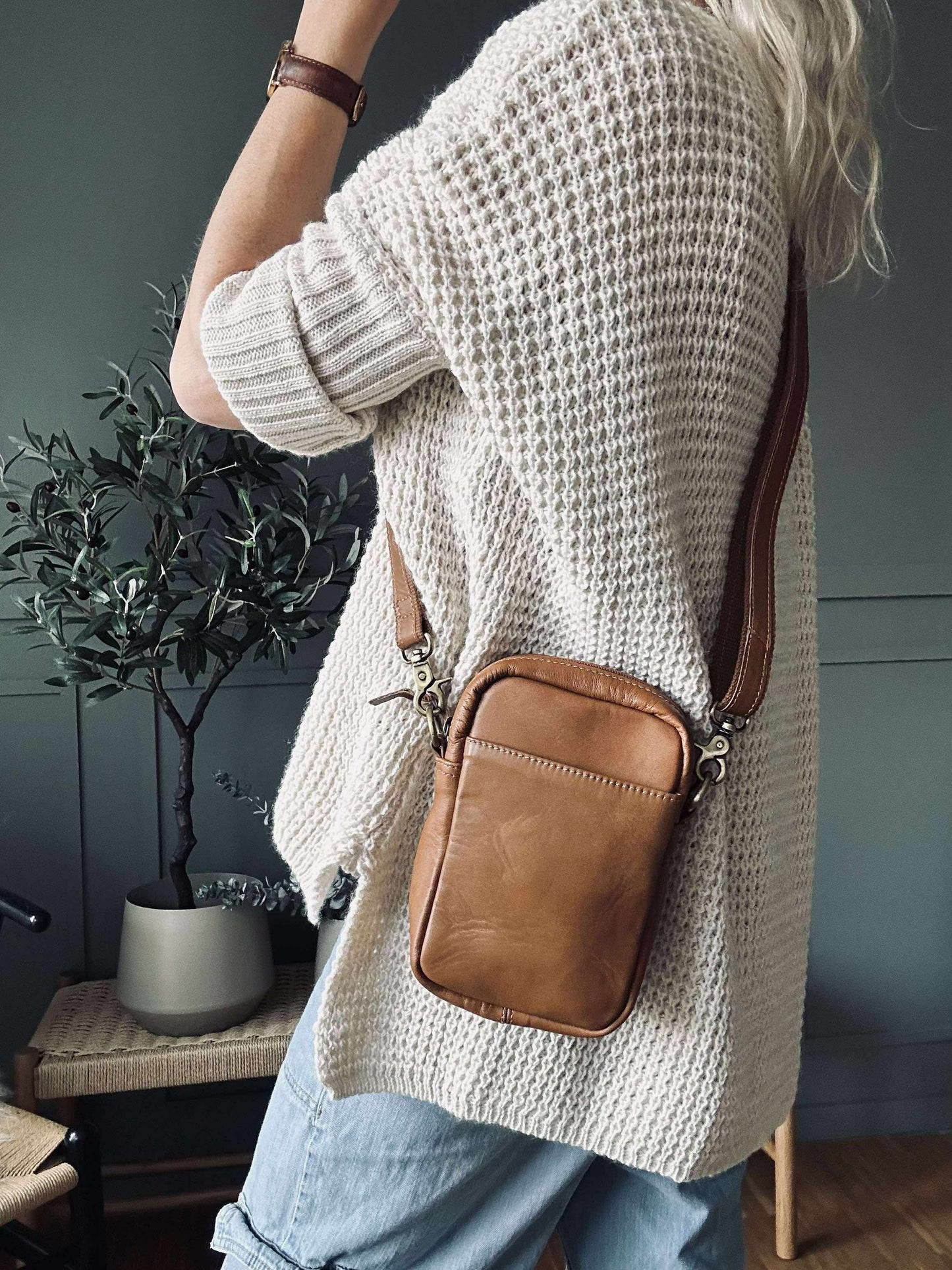 Mobiltaske Emma - Cognac