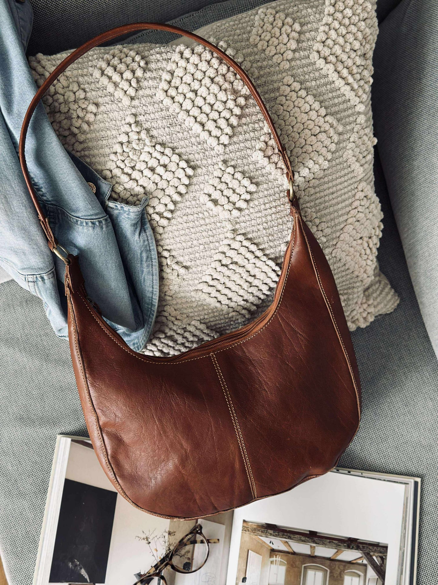 Skuldertaske Alicia - Cognac