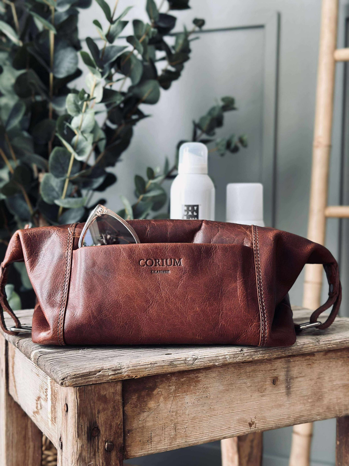 Toilettaske - Raw deluxe, Italien cognac