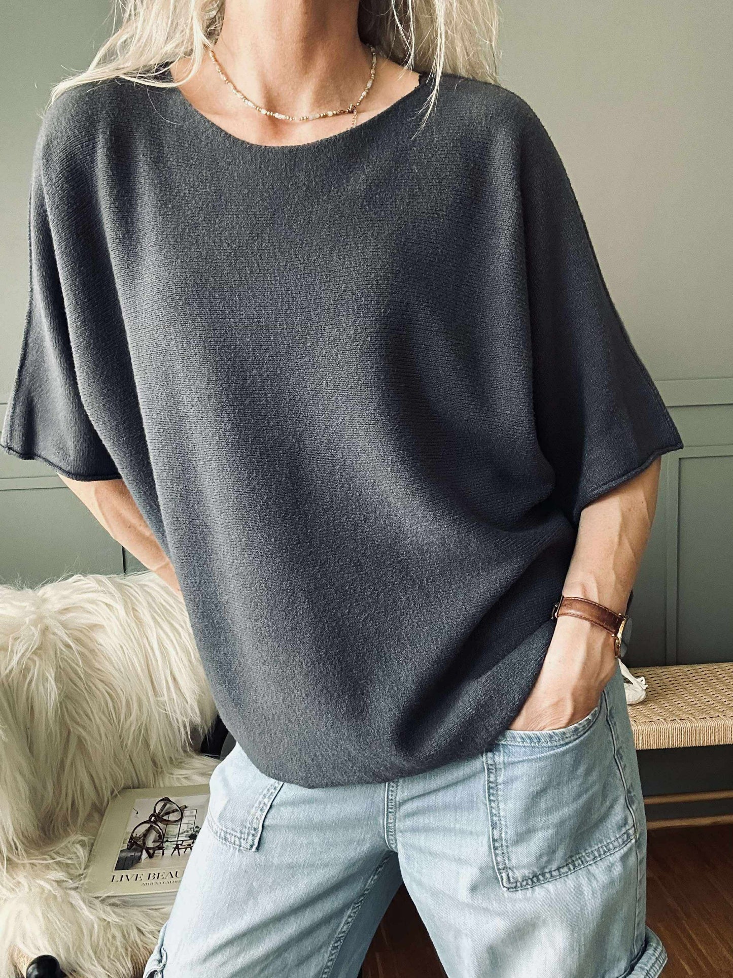 Bluse Sia Dark grey – Oversize