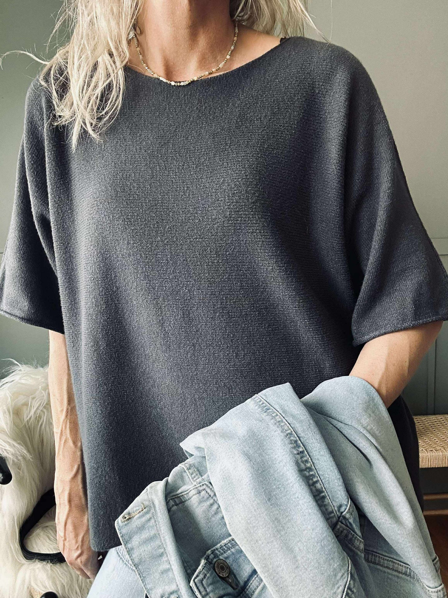 Bluse Sia Dark grey – Oversize