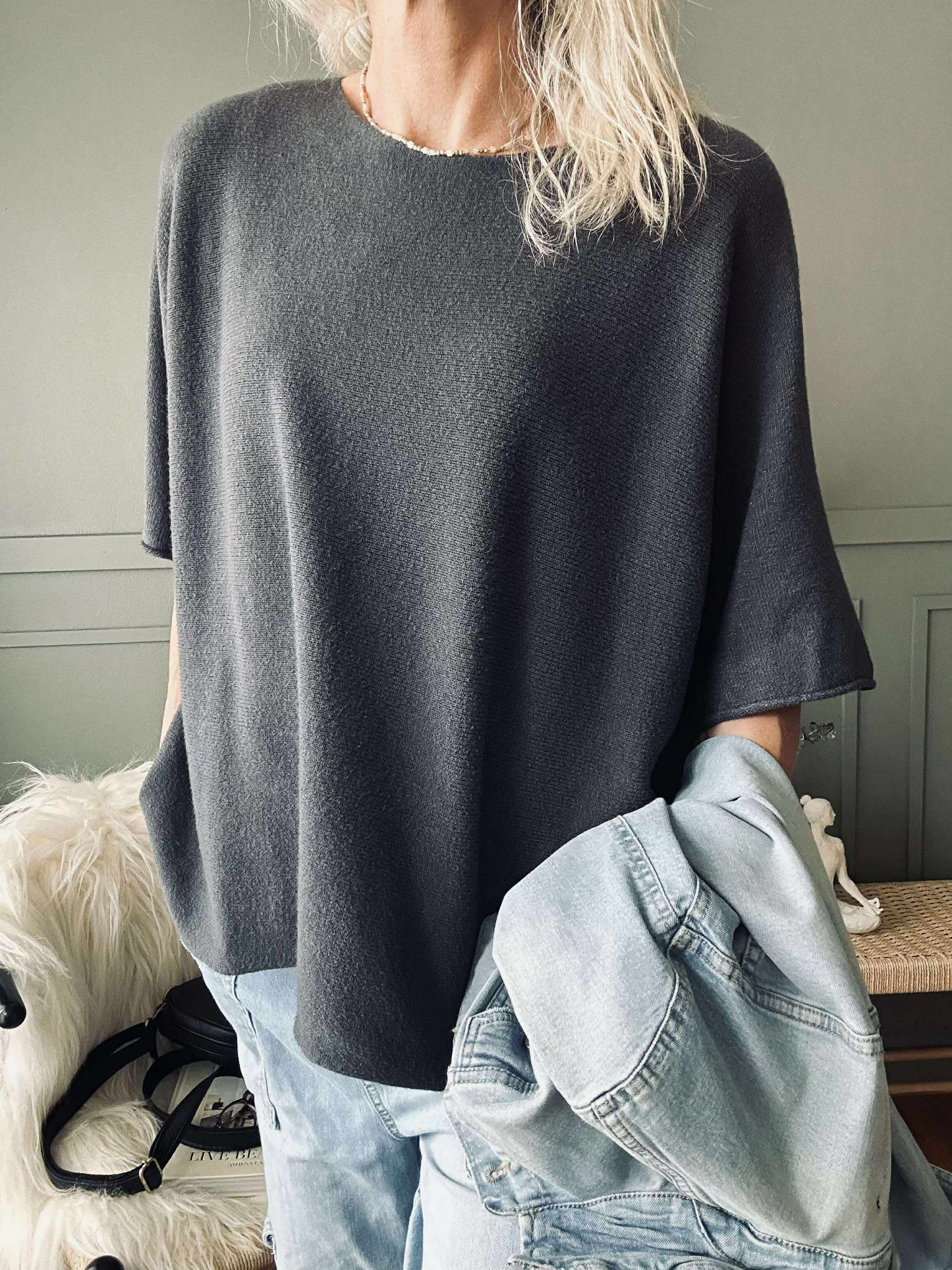 Bluse Sia Dark grey – Oversize
