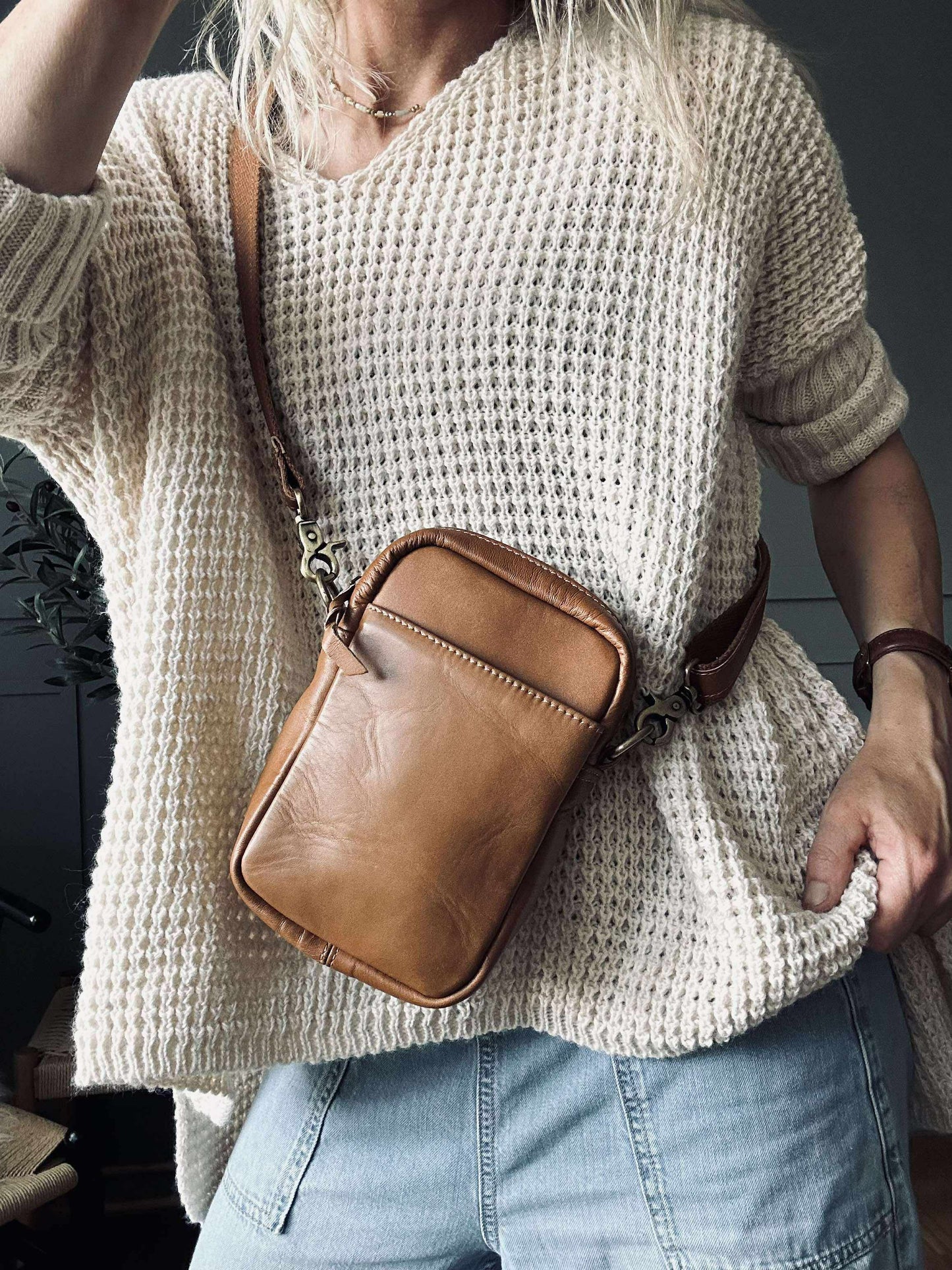 Mobiltaske Emma - Cognac