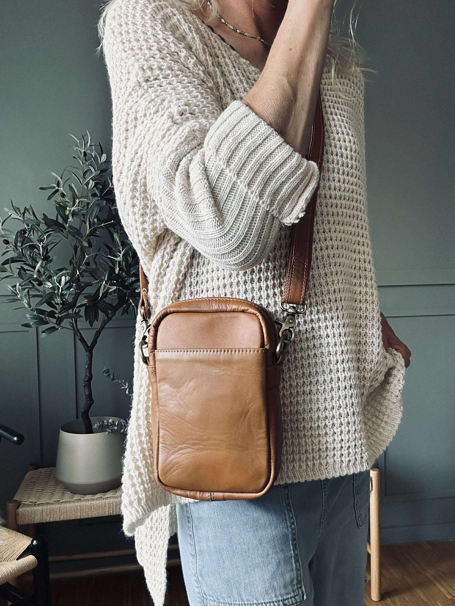 Mobiltaske Emma - Cognac