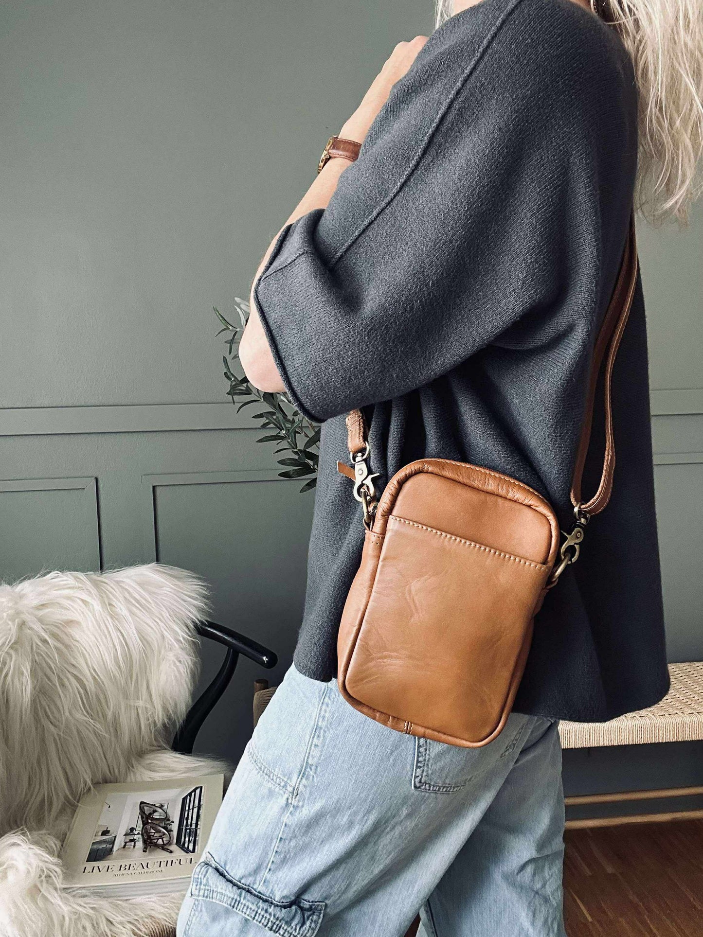 Mobiltaske Emma - Cognac