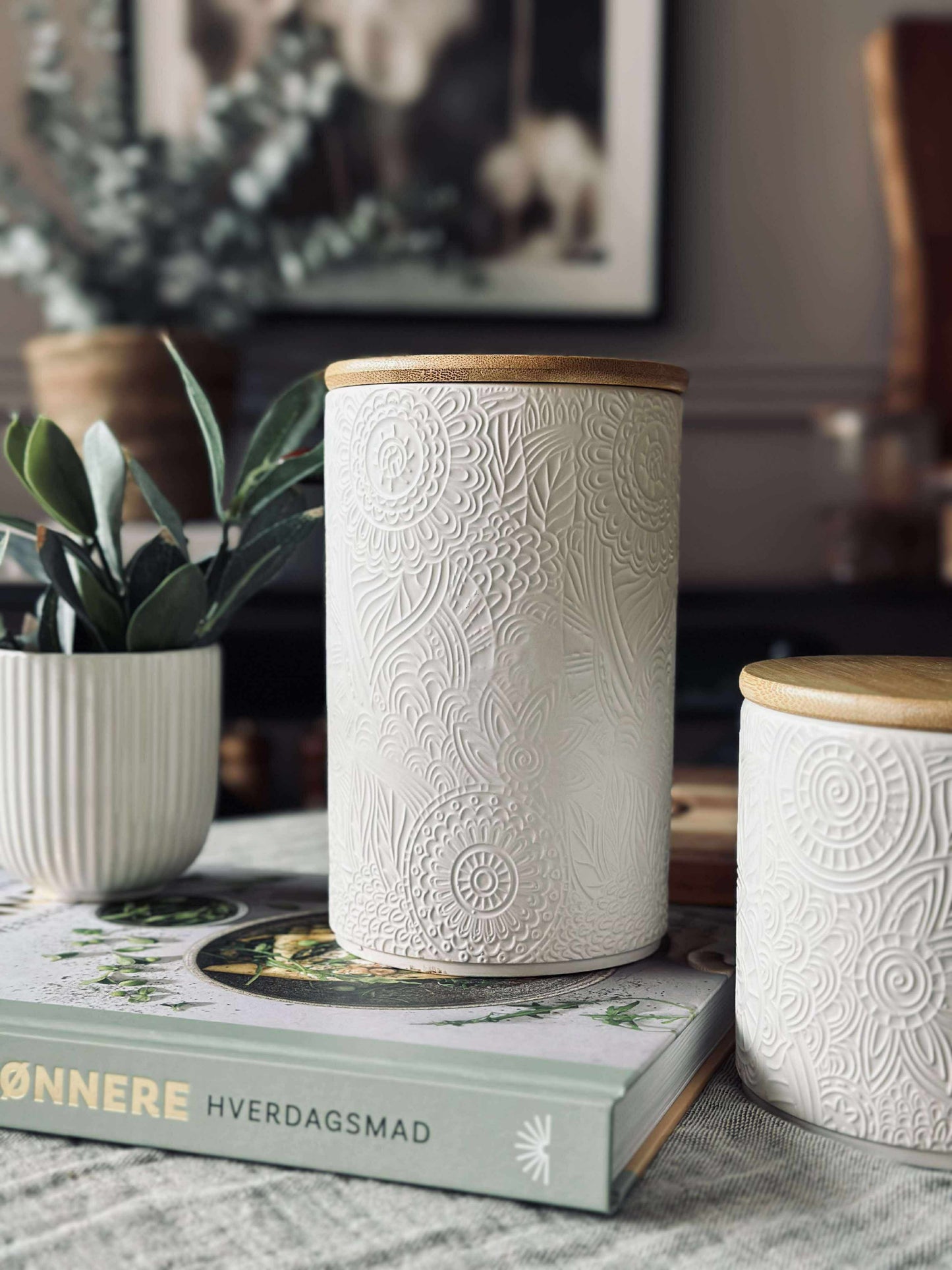 Krukke med låg - Keramik 800ml