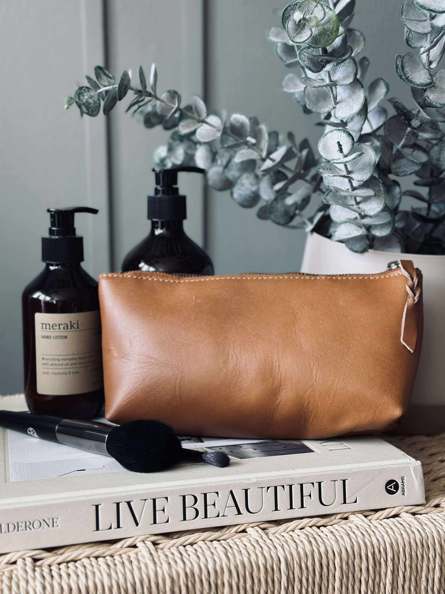 Kosmetikpung - Cognac leather