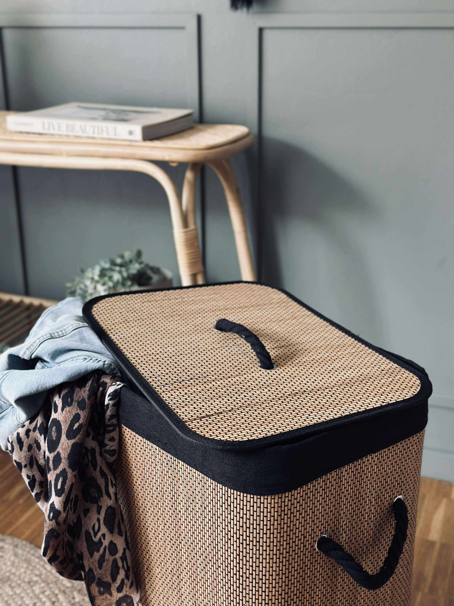 Vasketøjskurv i bambus - Black