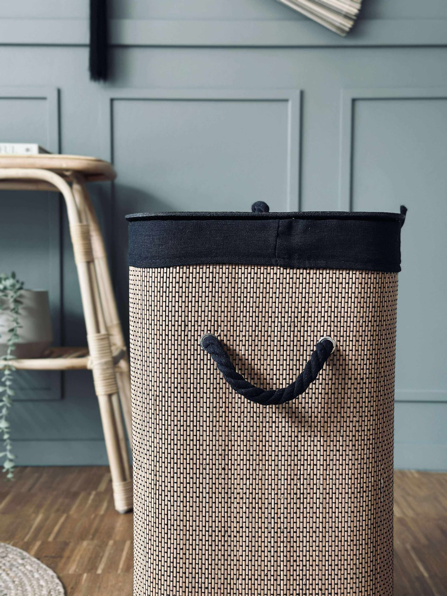 Vasketøjskurv i bambus - Black